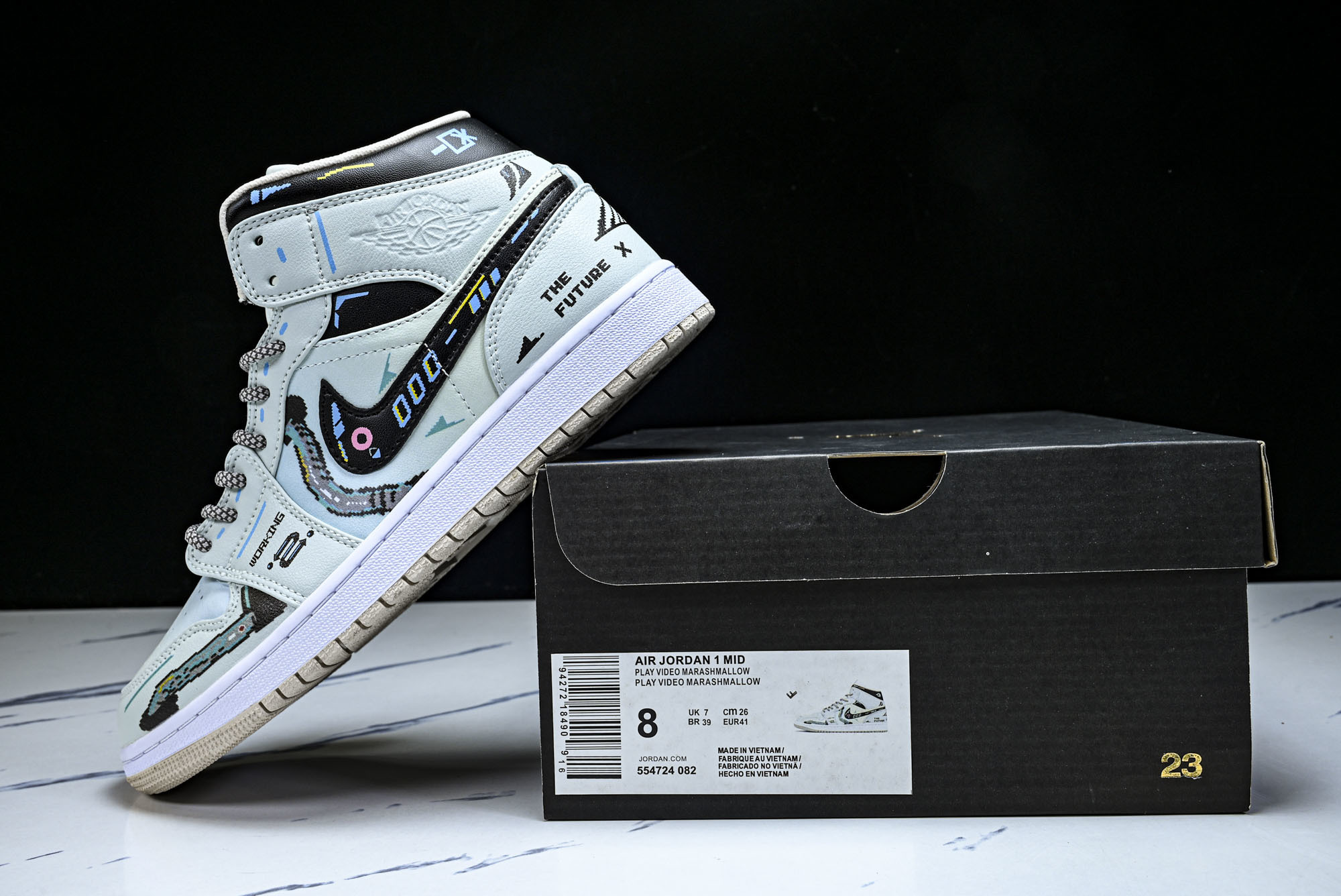 Air Jordan 1 Mid AJ1 乔1赛博棉花糖 中邦男篮球鞋 08235 36 36.5 37