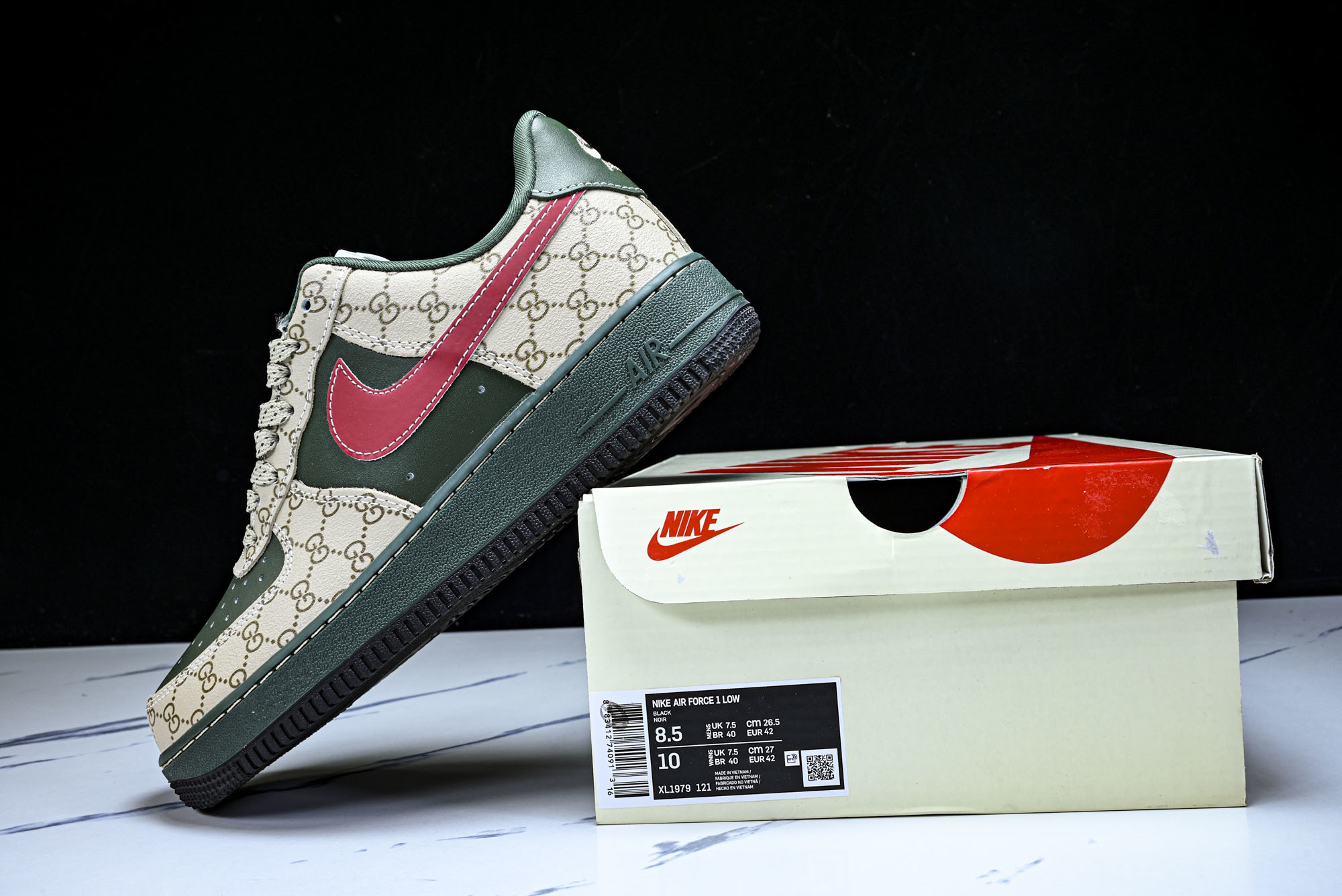 Nike Air Force 1'07 Low 古驰联名 花纹红勾 空军一号低帮休闲板鞋 XL1979-