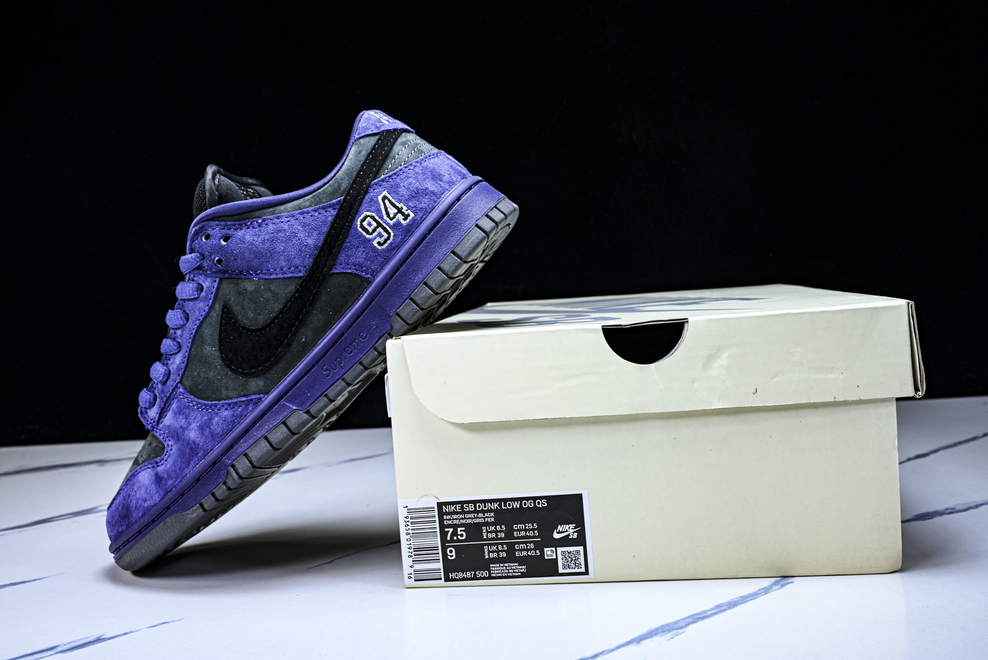 Supreme x Nike Dunk SB Dunk Low 联名灰紫 低帮休闲滑板鞋 HQ8487-