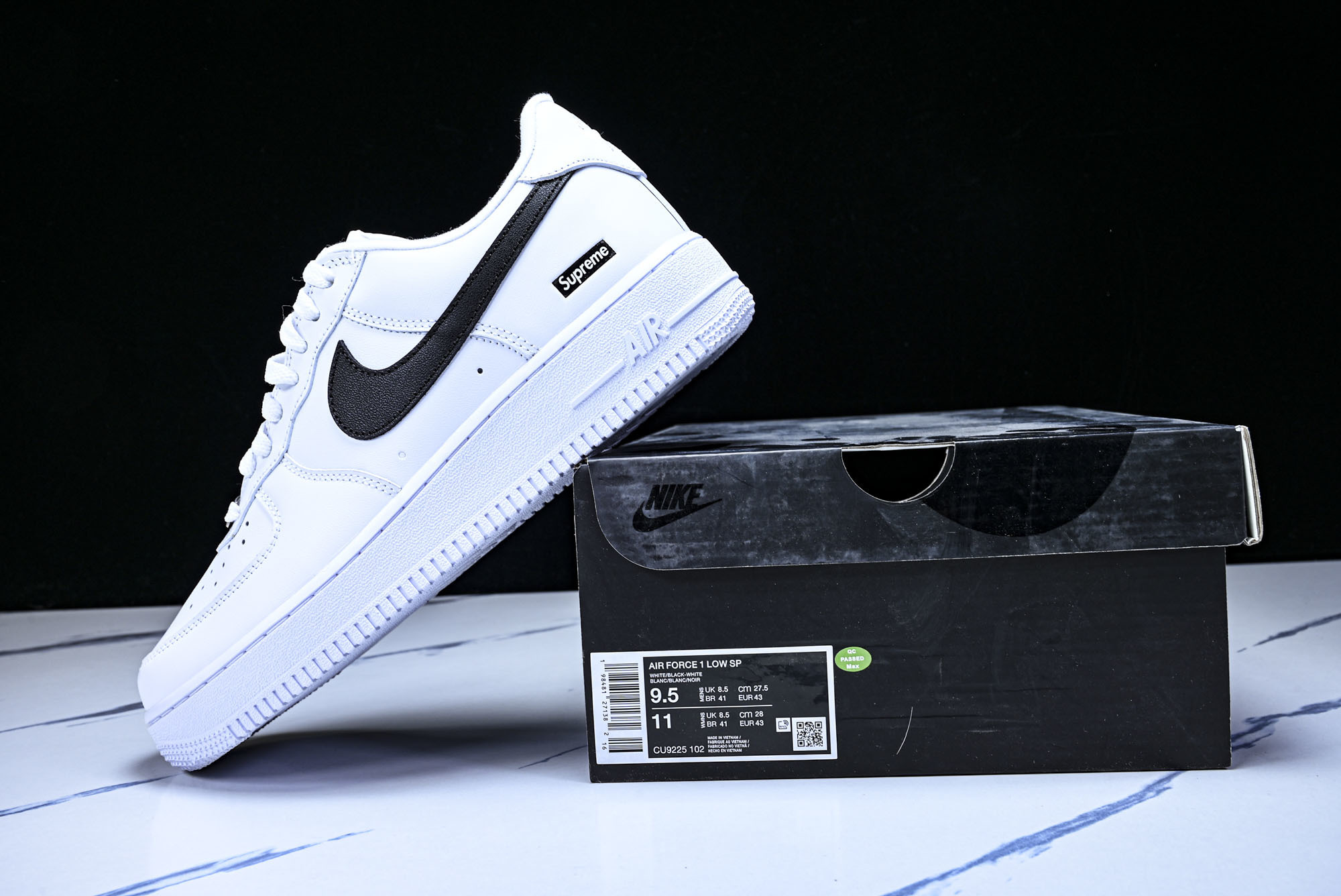 (MAX)NK Air Force 1 Low Supreme White Black 白黑 CU922