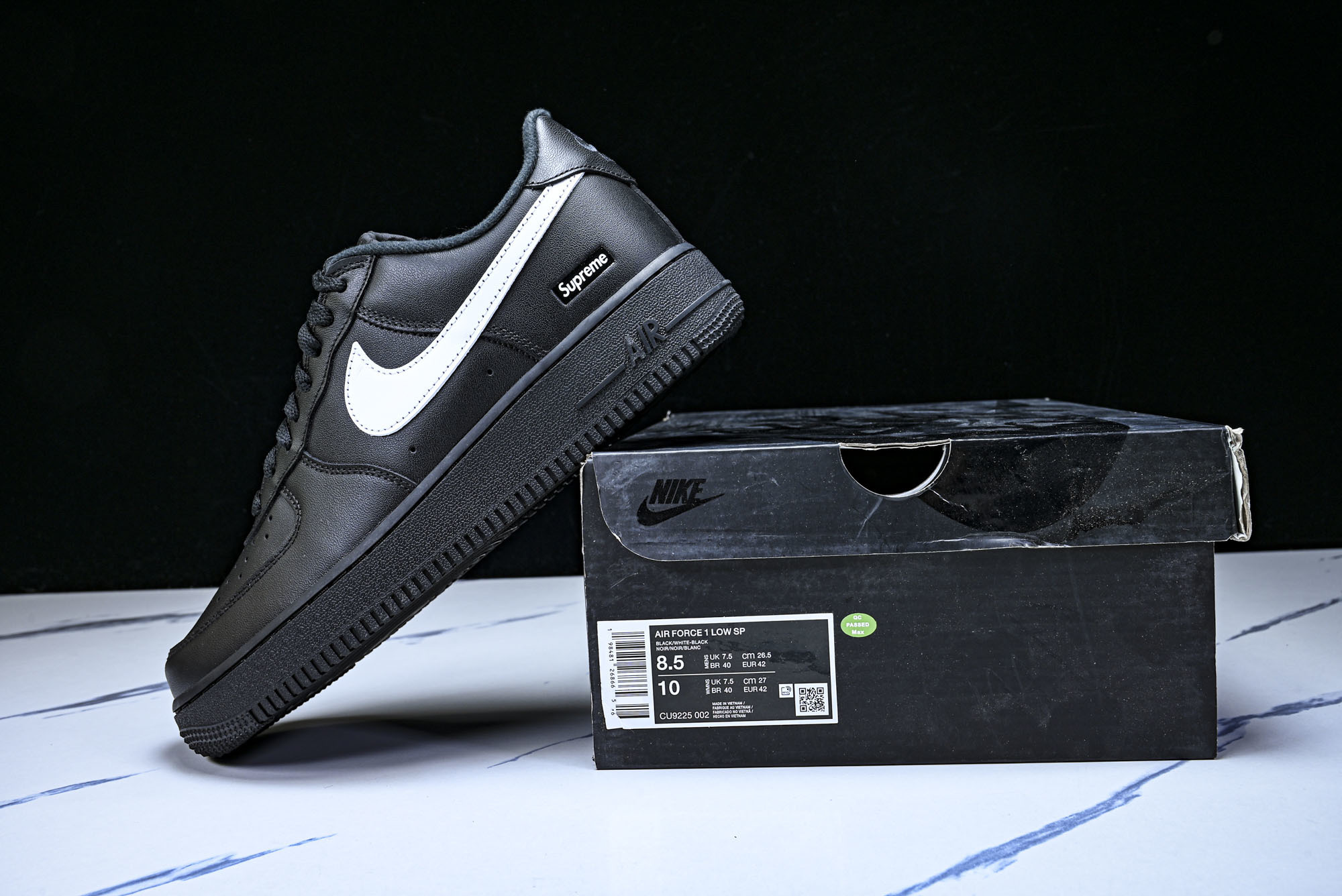 (MAX)NK Air Force 1 Low Supreme Black White 黑白 CU922