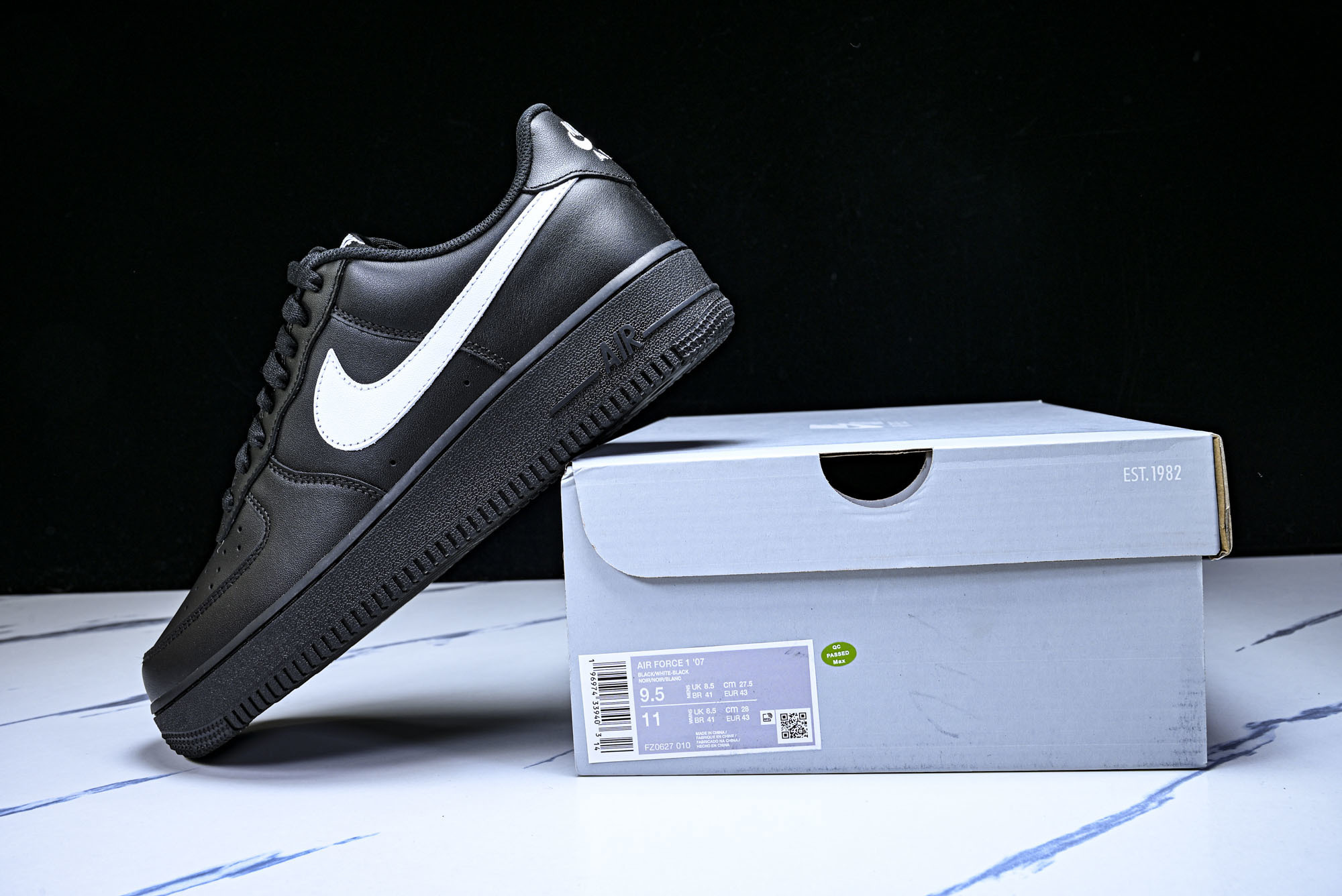 (MAX)Nk Air Force 1'07 Low 经典黑白勾 空军一号低帮休闲板鞋 FZ0627-0