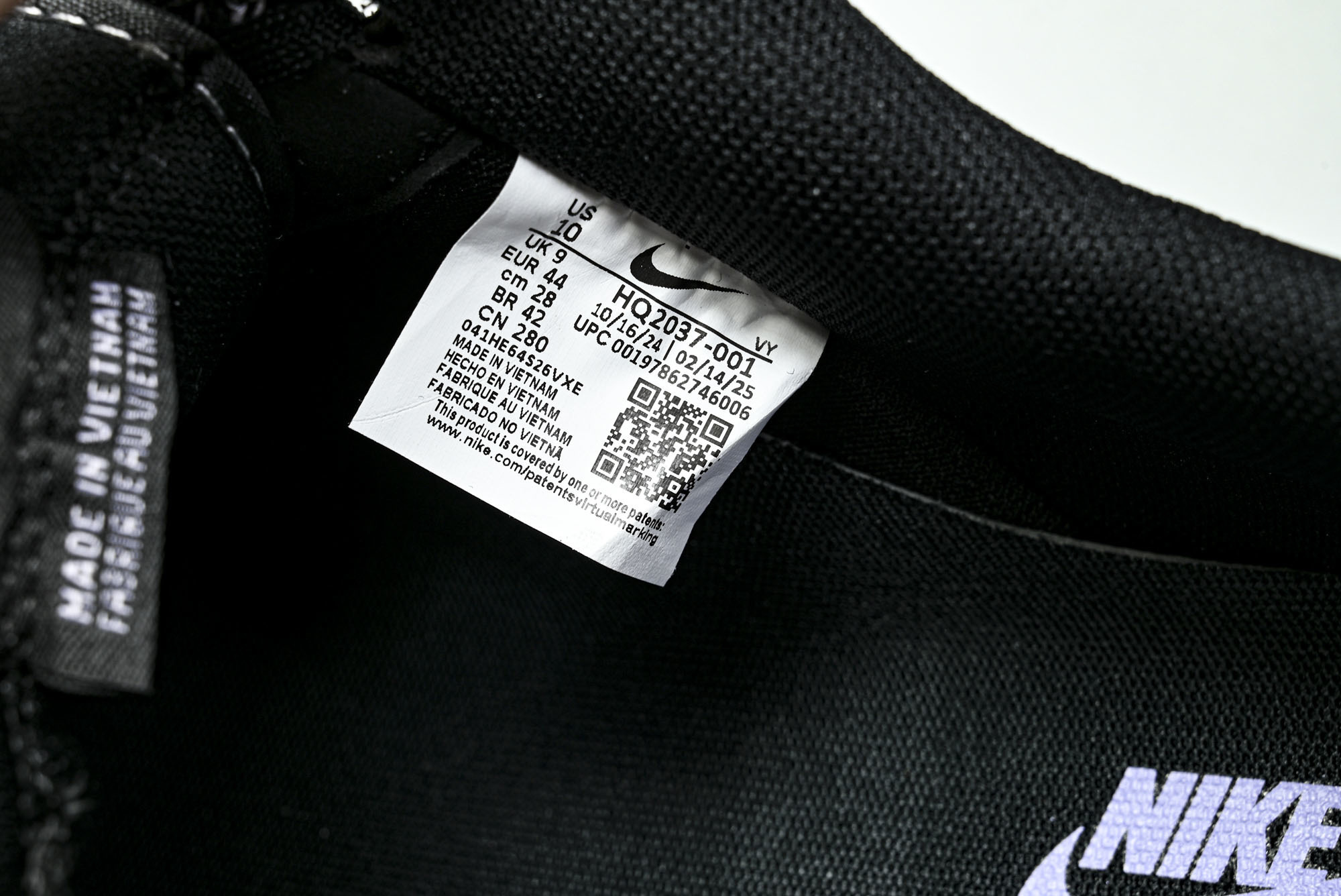 (max)Nike Air Force 1'07 Low 全黑紫勾 空军一号低帮休闲板鞋 HQ2037-