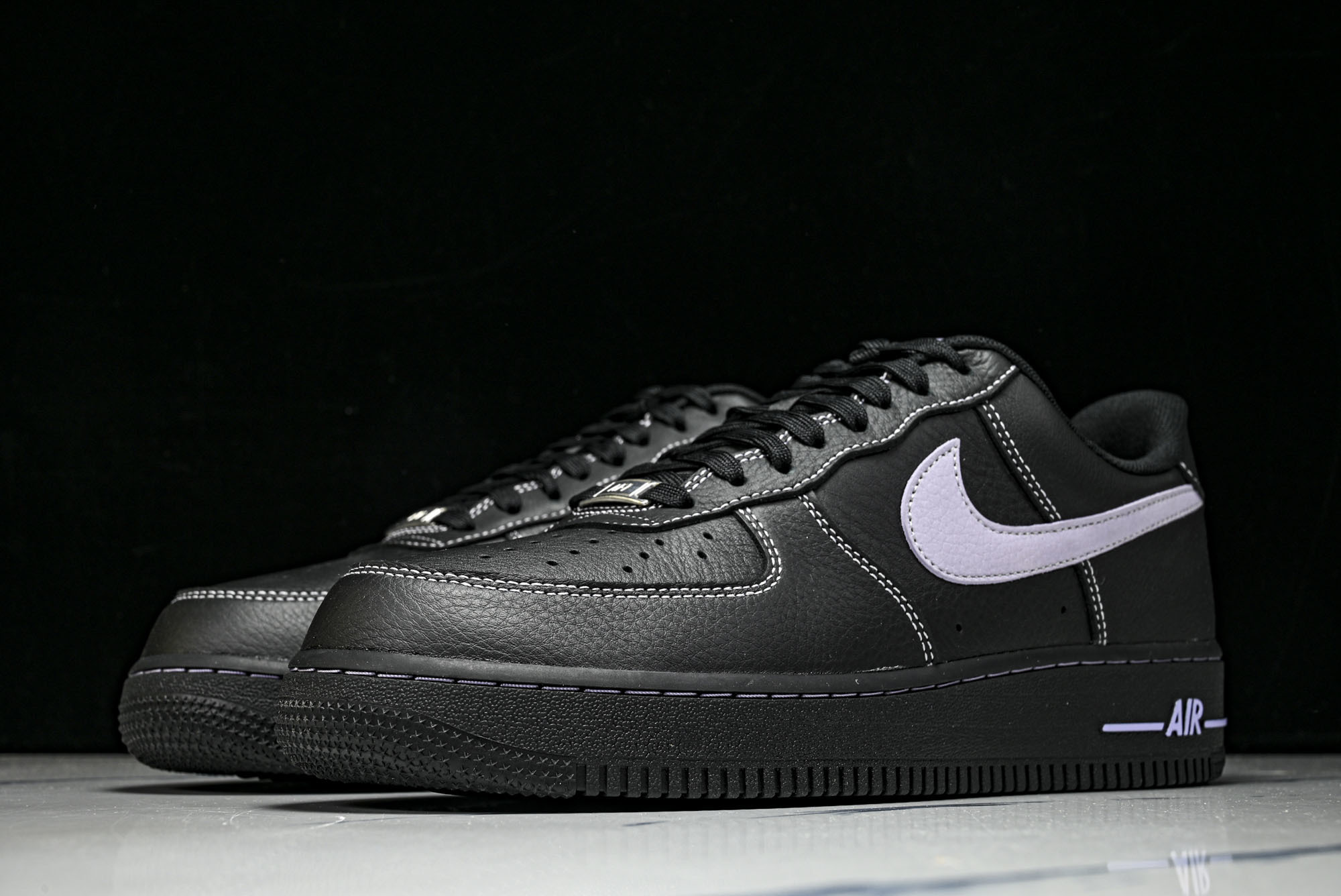 (max)Nike Air Force 1'07 Low 全黑紫勾 空军一号低帮休闲板鞋 HQ2037-