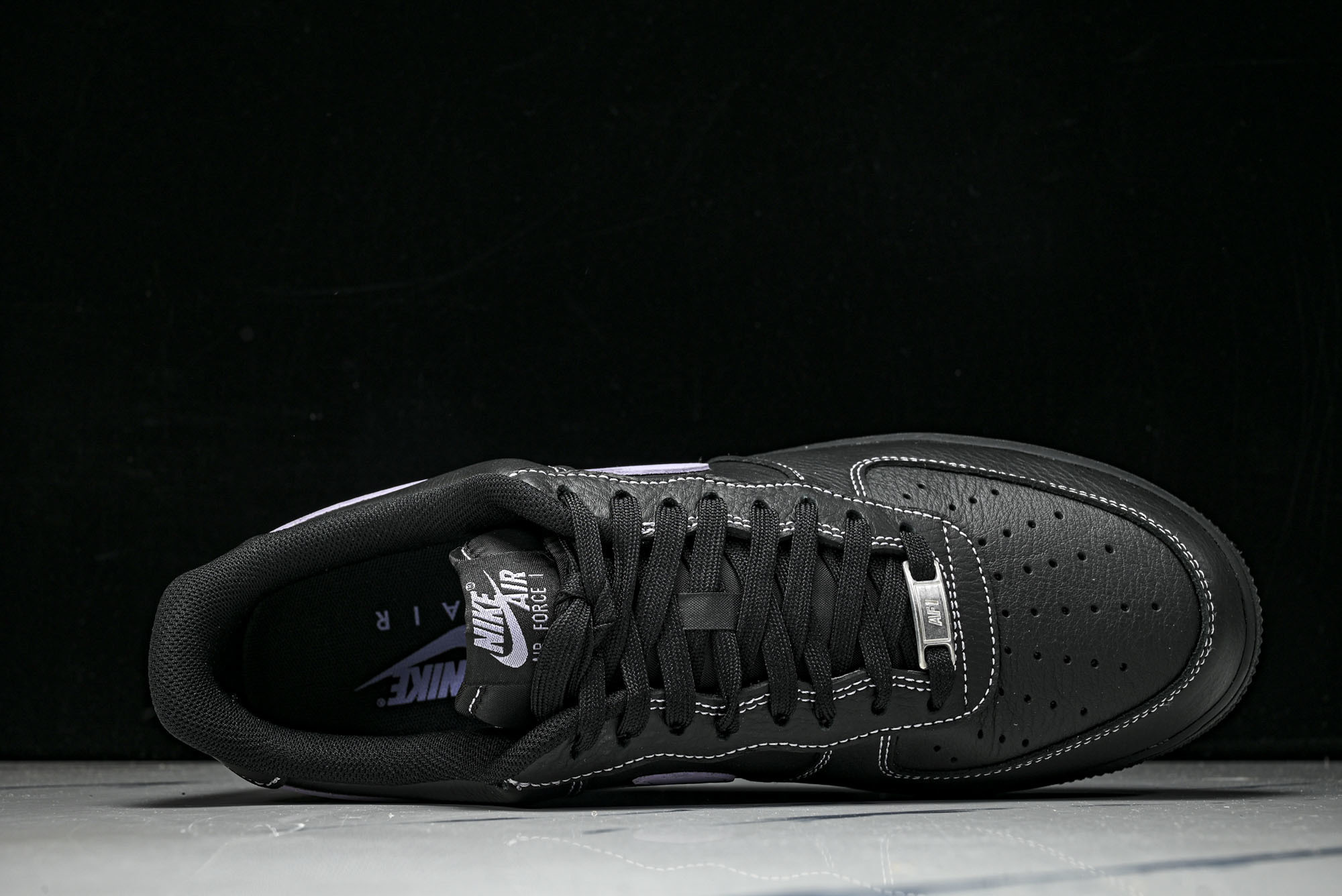 (max)Nike Air Force 1'07 Low 全黑紫勾 空军一号低帮休闲板鞋 HQ2037-