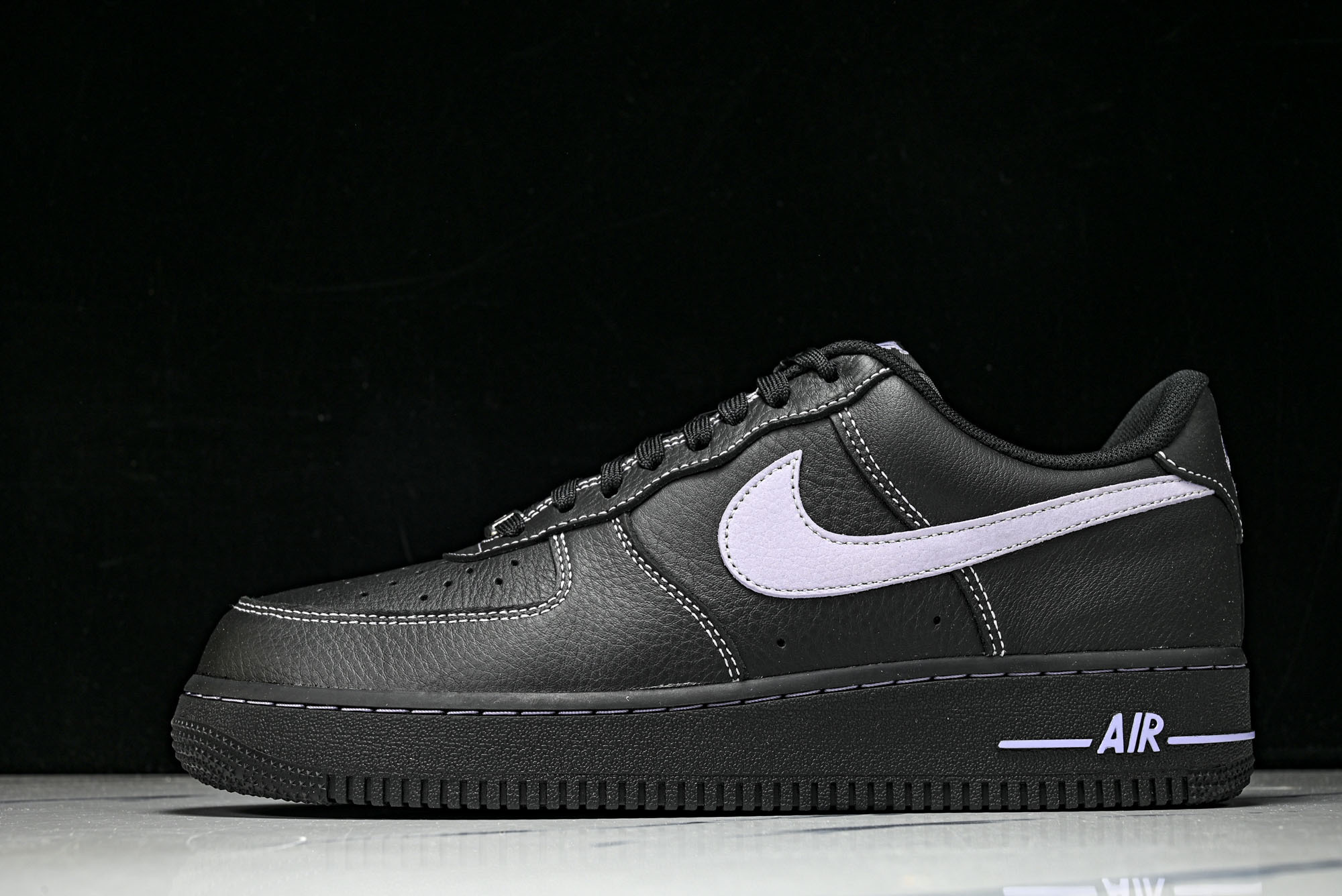 (max)Nike Air Force 1'07 Low 全黑紫勾 空军一号低帮休闲板鞋 HQ2037-
