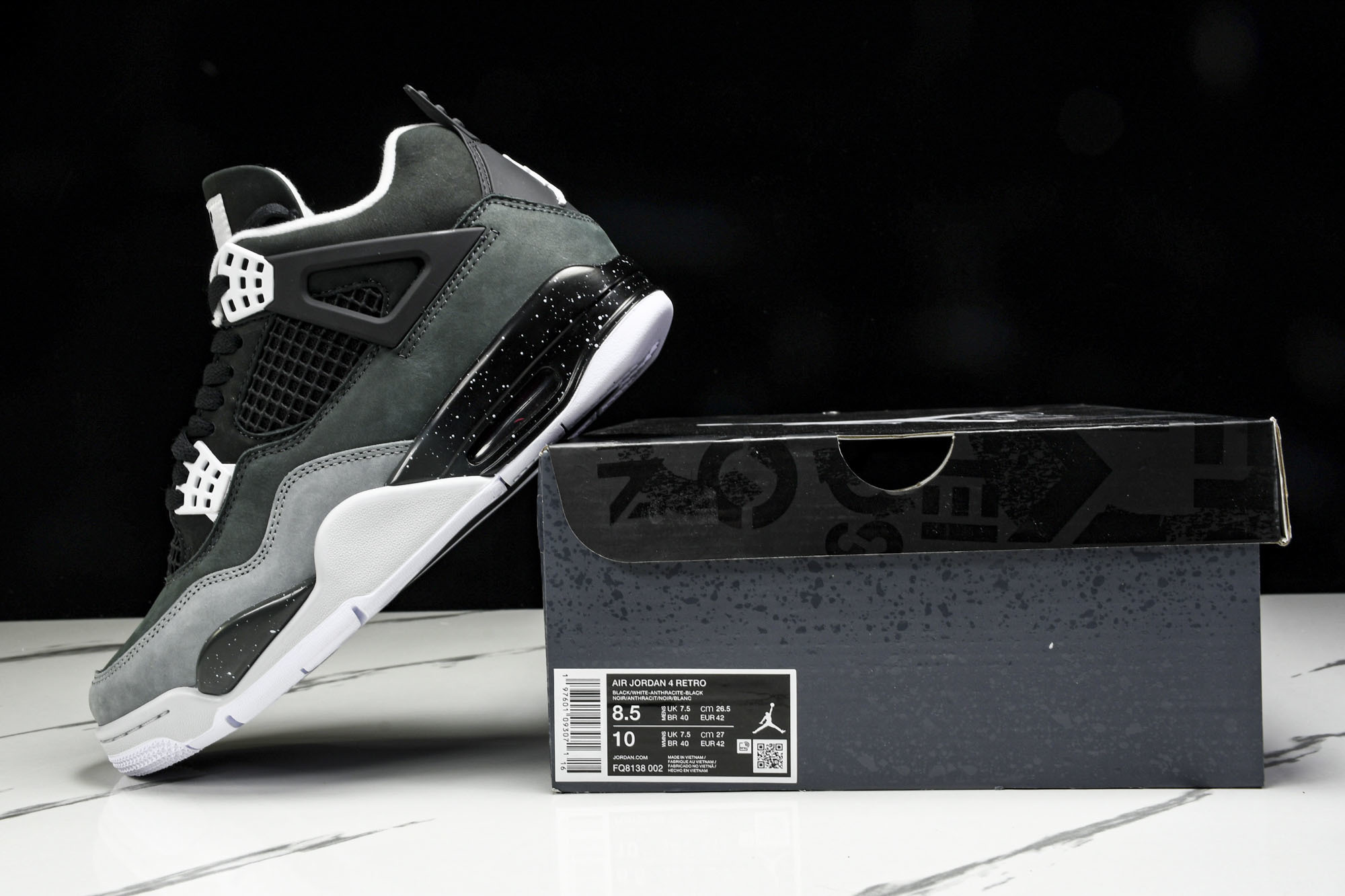 (OG原厂)Air Jordan 4 Fear 恐惧 黑灰 FQ8138-00236 36.5 37.5