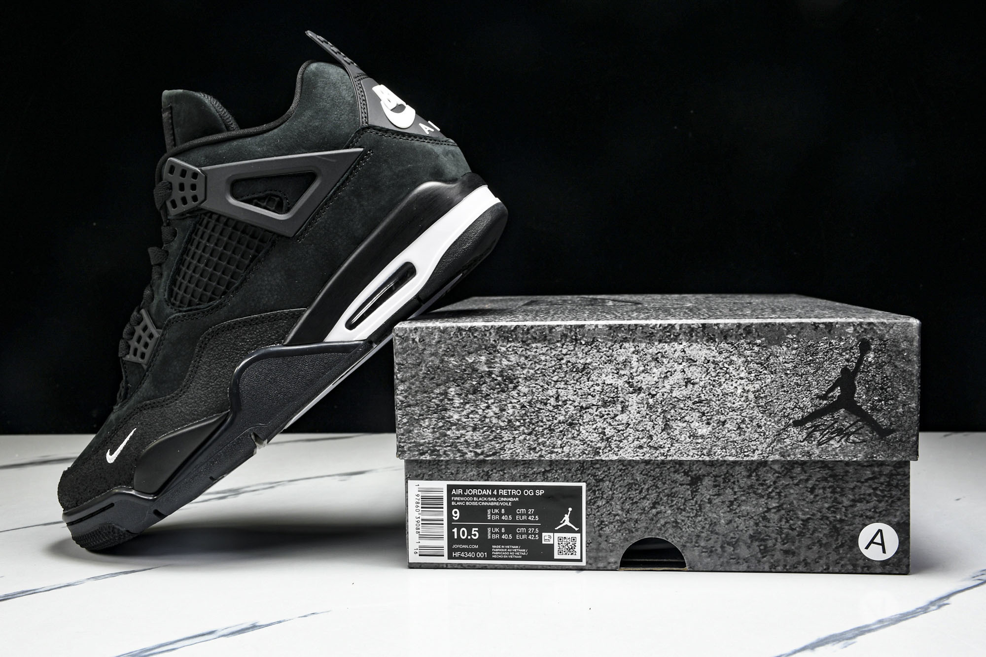 (OG原厂)Nigel Sylvester x Air Jordan 4 黑砖 HF4340-00140