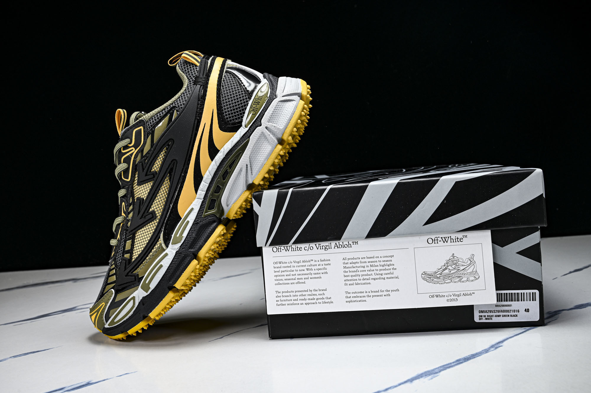 (PT.纯原)OFF WHITE 黑白三箭头登山厚底老爹鞋增高男女运动休闲鞋#穿上off--White 