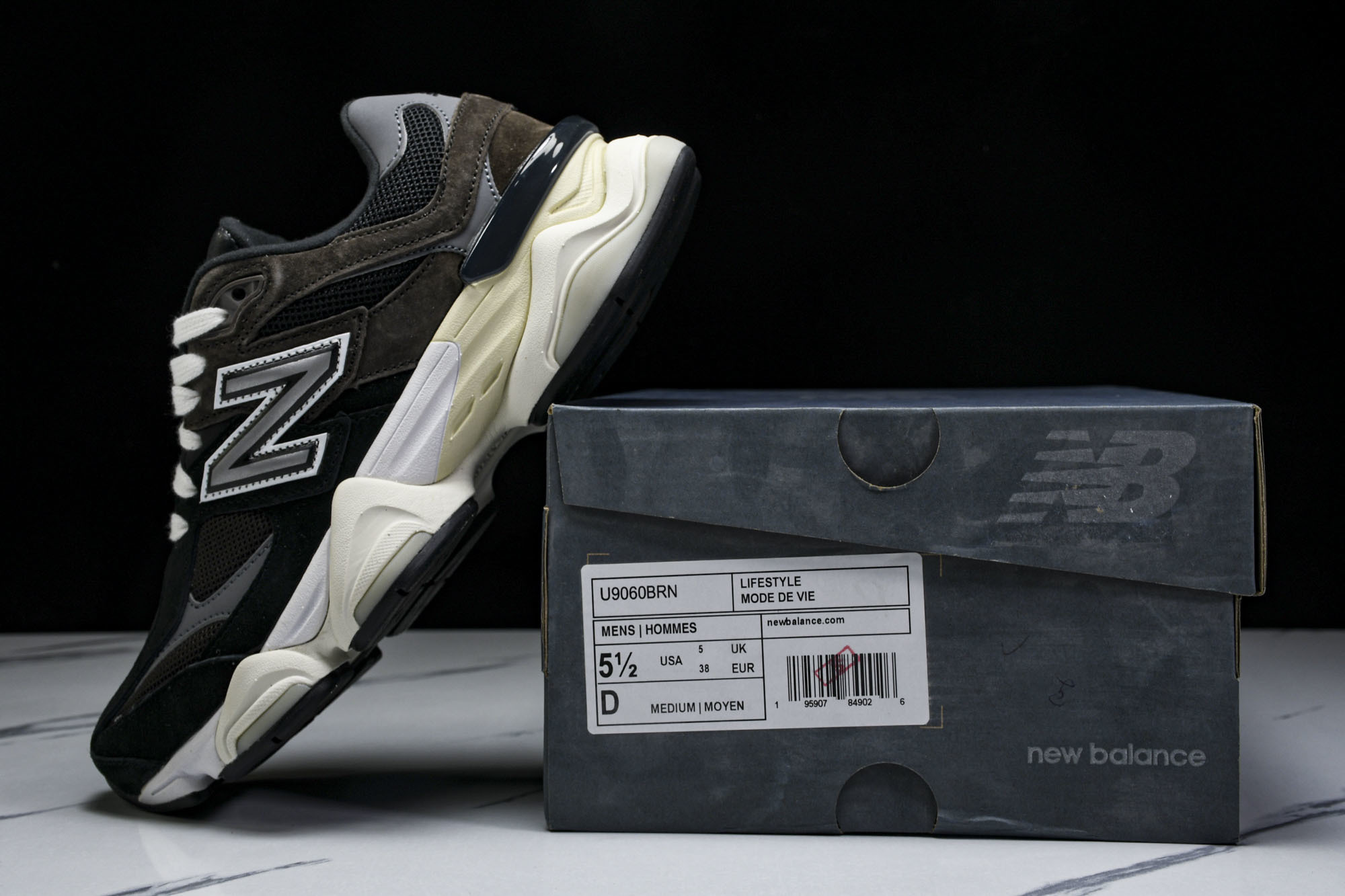 Joe Freshgoods x New Balance NB9060 复古休闲运动慢跑鞋 黑咖啡色 U