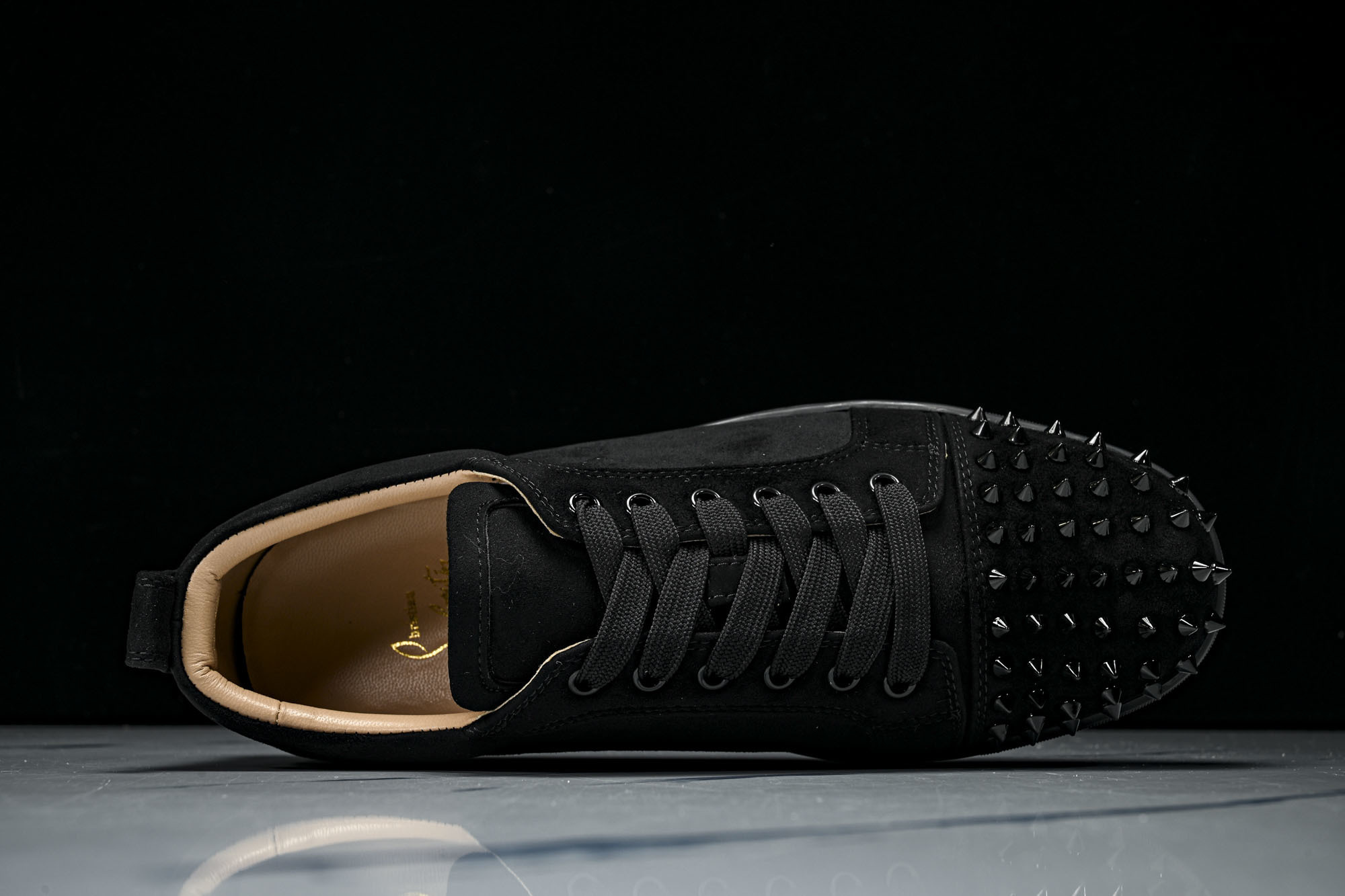 Christian Louboutin 2026新款CL男鞋低帮红底鞋水钻系带运动休闲板鞋莞产版 本法国