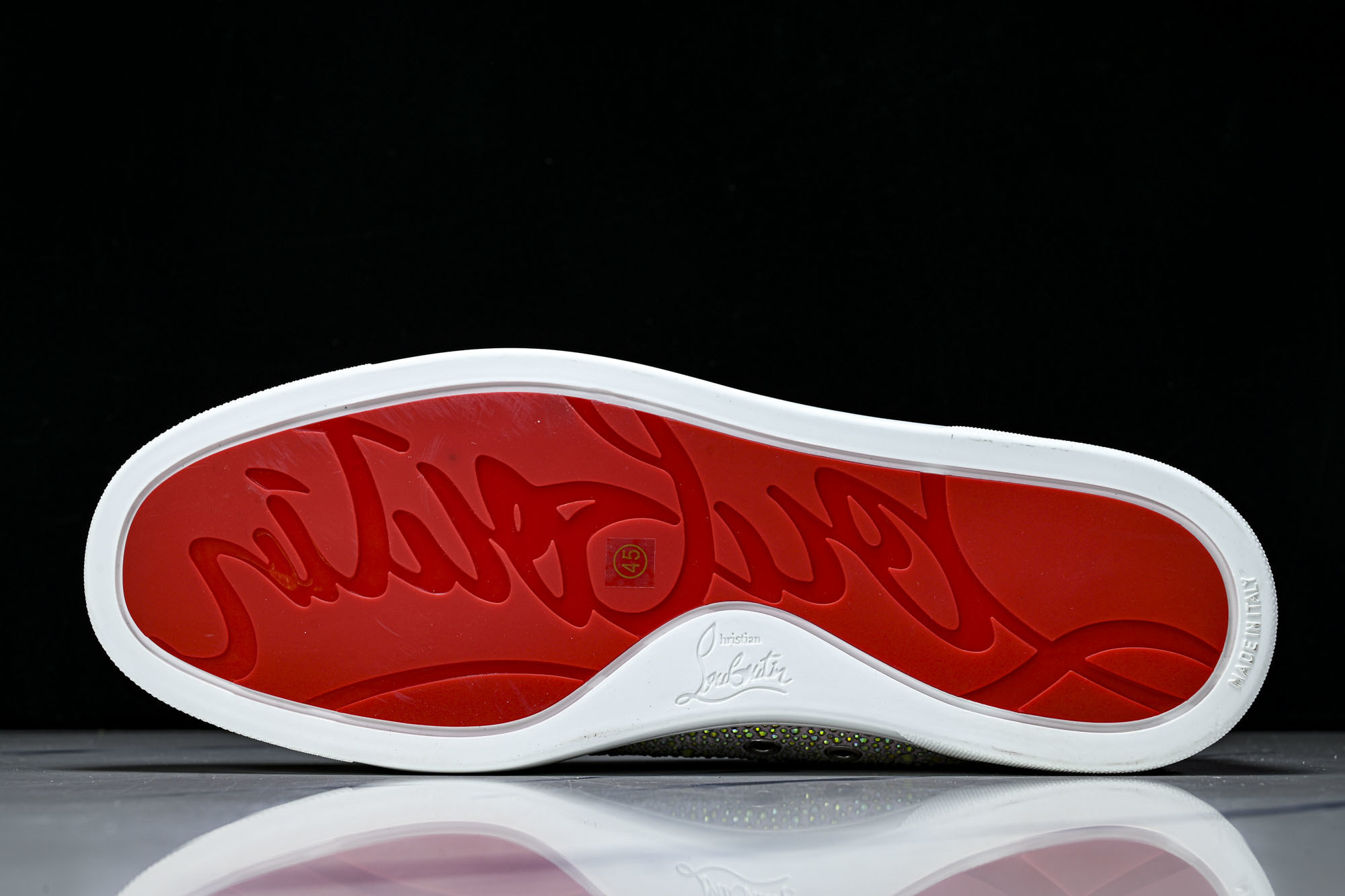 Christian Louboutin 2026新款CL男鞋低帮红底鞋水钻系带运动休闲板鞋莞产版 本法国