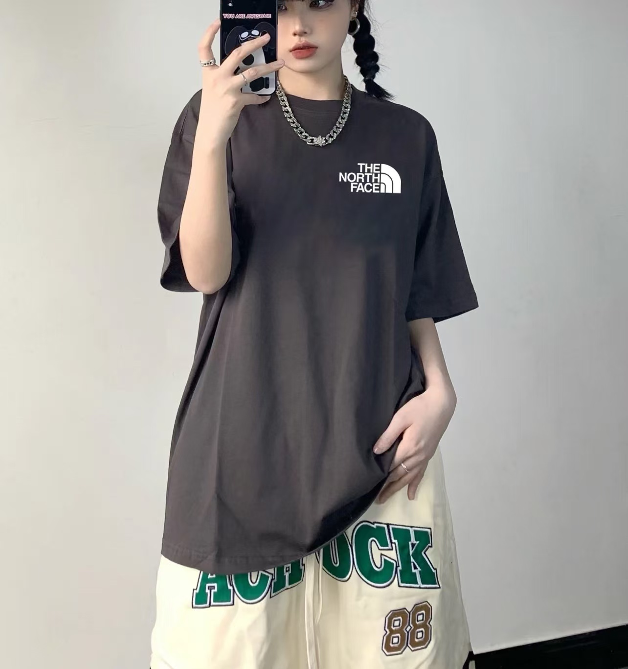 Cotton Couple T-shirts: 240g Pure Cotton, Unisex, Black/White/Gray, M-2XL Sizes. - 图片 2