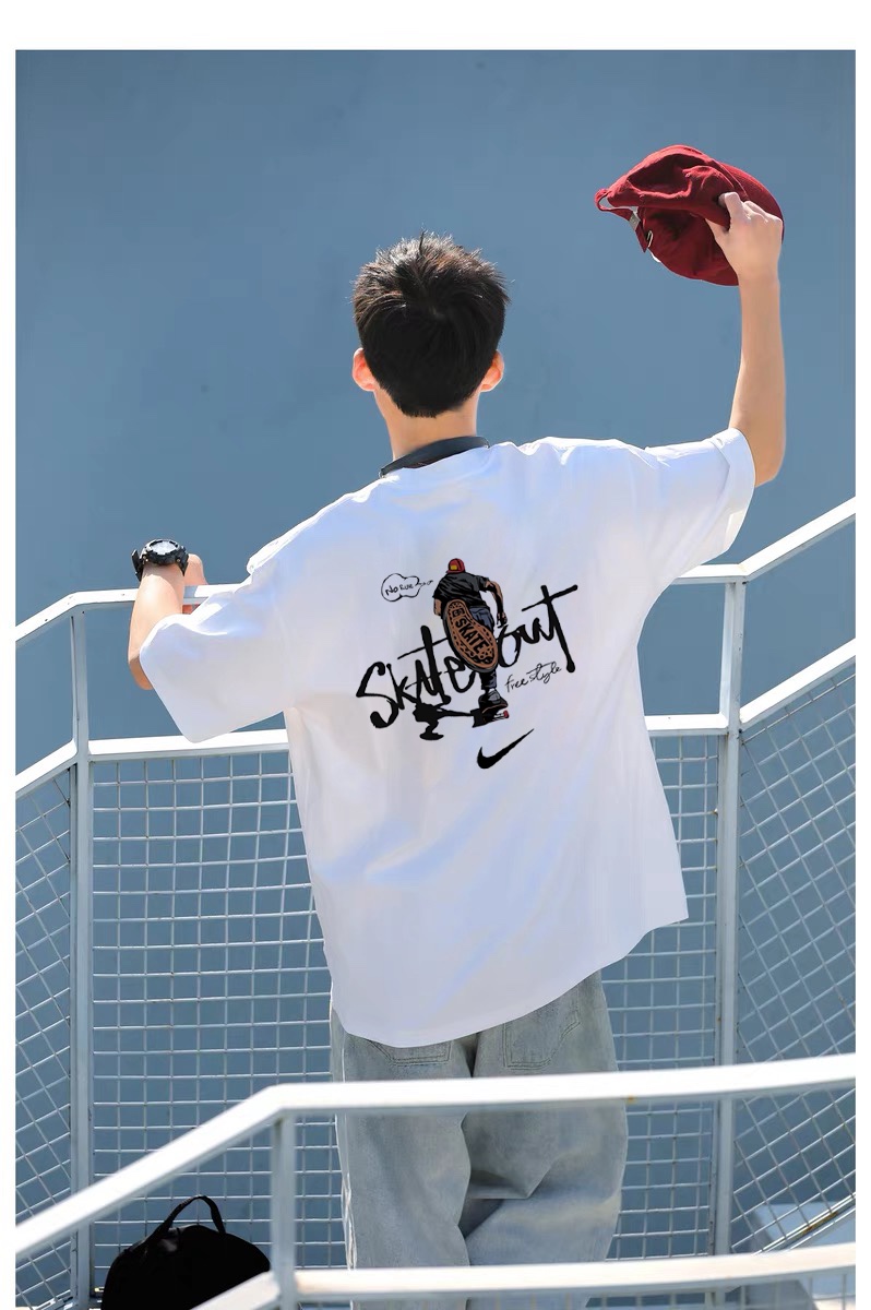 Nike Retro Fashion Short-Sleeve T-Shirts for Couples: High-Quality Cotton, Detailed Design, Classic Style