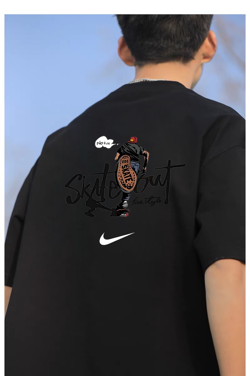 Nike Retro Fashion Short-Sleeve T-Shirts for Couples: High-Quality Cotton, Detailed Design, Classic Style - 图片 4