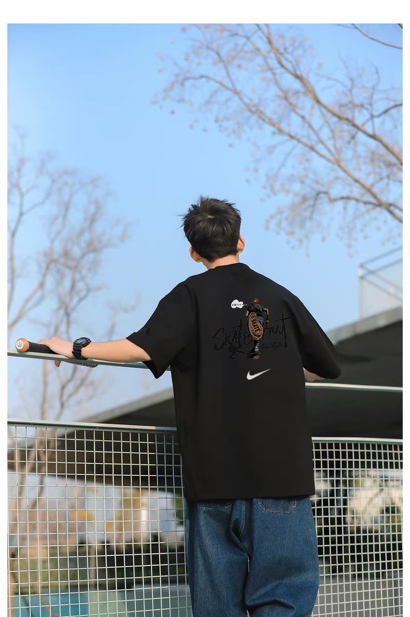 Nike Retro Fashion Short-Sleeve T-Shirts for Couples: High-Quality Cotton, Detailed Design, Classic Style - 图片 8