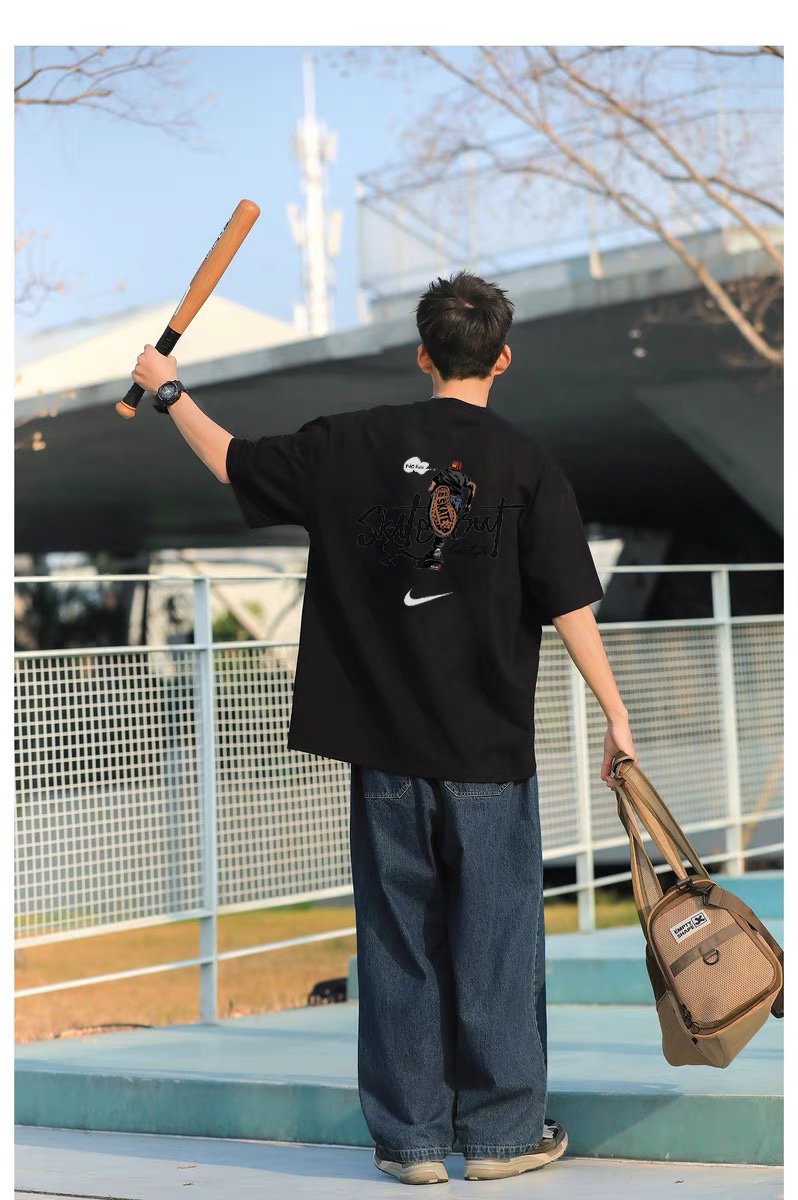 Nike Retro Fashion Short-Sleeve T-Shirts for Couples: High-Quality Cotton, Detailed Design, Classic Style - 图片 2
