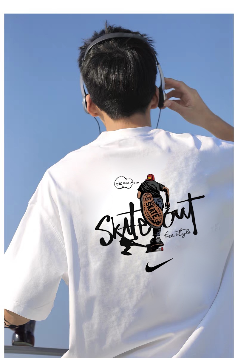 Nike Retro Fashion Short-Sleeve T-Shirts for Couples: High-Quality Cotton, Detailed Design, Classic Style - 图片 5