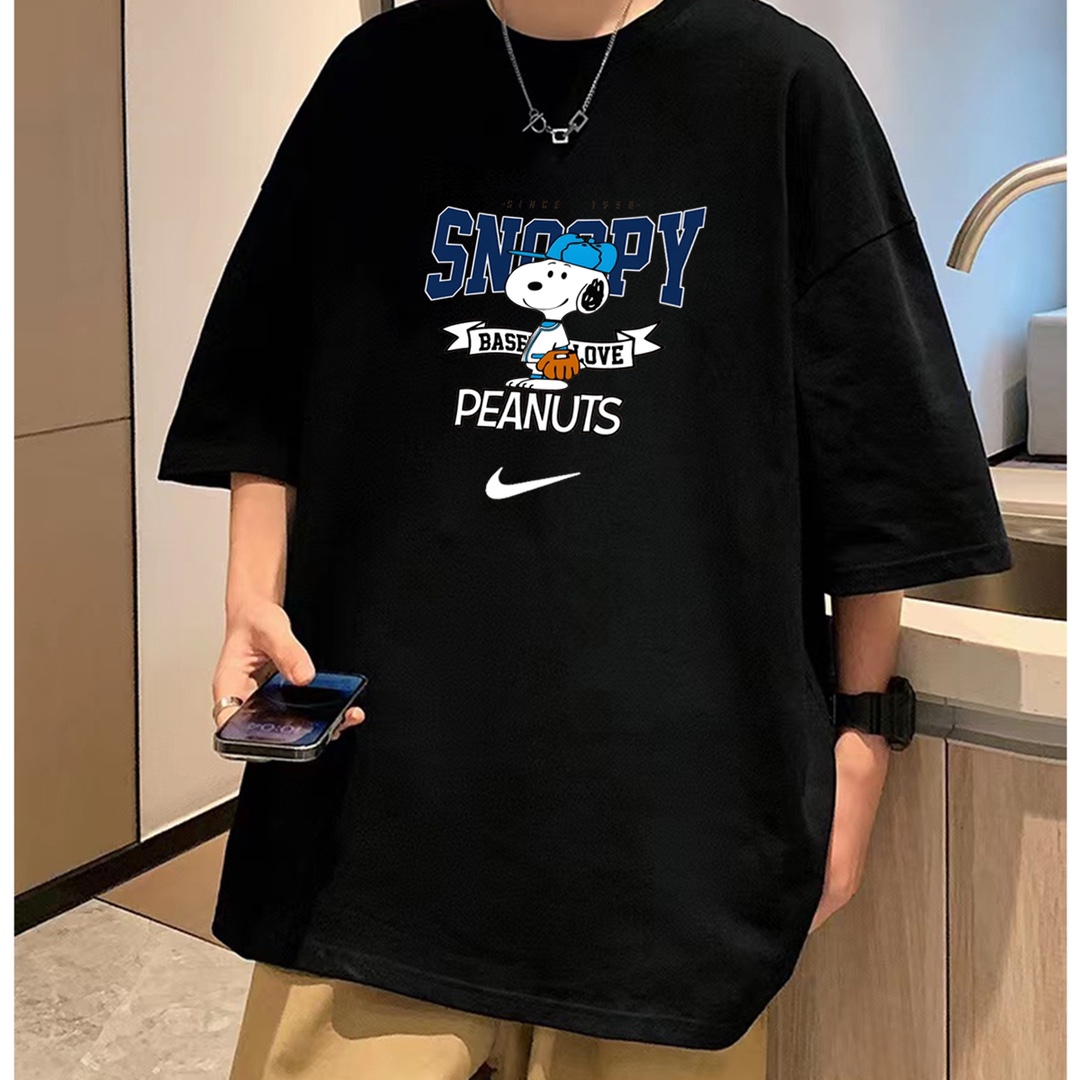 Snoopy & Nike Couple T-shirt: Cotton, Precision Sewing, Retro Design, Multiple Sizes. - 图片 6