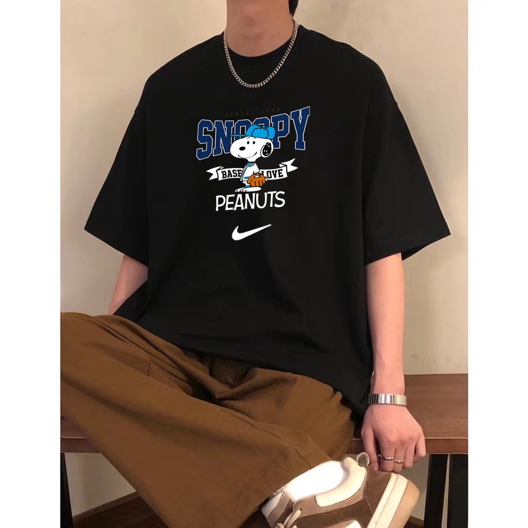 Snoopy & Nike Couple T-shirt: Cotton, Precision Sewing, Retro Design, Multiple Sizes. - 图片 8
