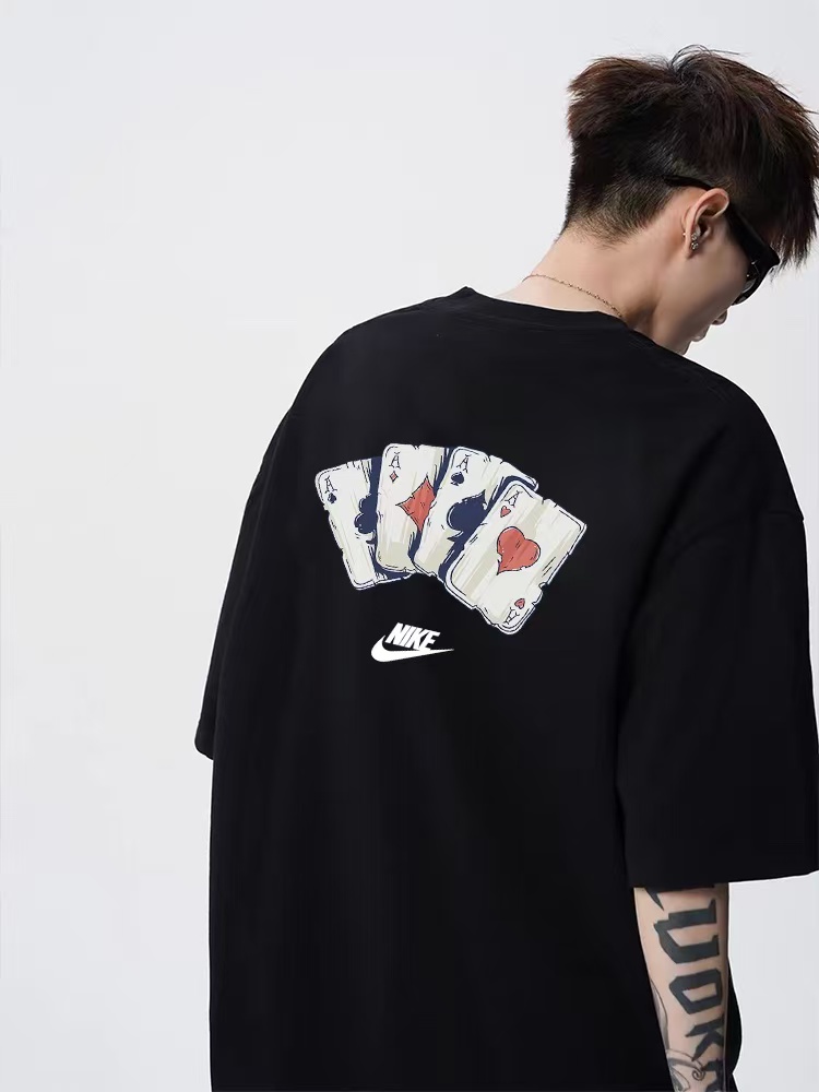 NIKE T-shirt Couple Half-Sleeve: Quality Cotton, Detailed Design, Graffiti Logo, Multiple Sizes. - 图片 5