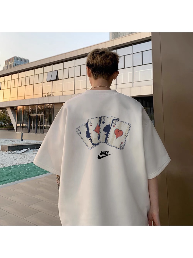 NIKE T-shirt Couple Half-Sleeve: Quality Cotton, Detailed Design, Graffiti Logo, Multiple Sizes. - 图片 4