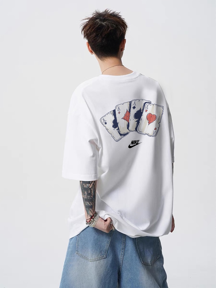 NIKE T-shirt Couple Half-Sleeve: Quality Cotton, Detailed Design, Graffiti Logo, Multiple Sizes. - 图片 2