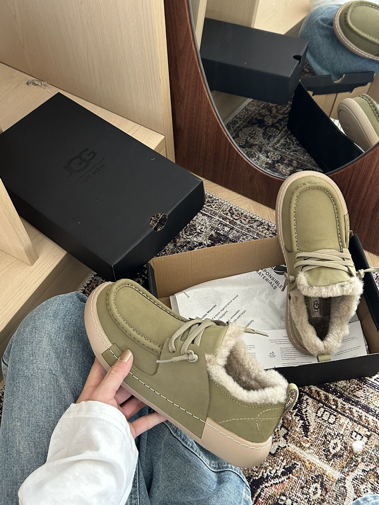 细节图  🔥双11预热特惠🔥CX专供 独家纯原 【UGG】原价xx 男士吐司 🔥ugg新款男款方糖吐司休闲男鞋,牛皮袋鼠工装鞋,真皮真毛简约帅气! 两色:栗色.绿色