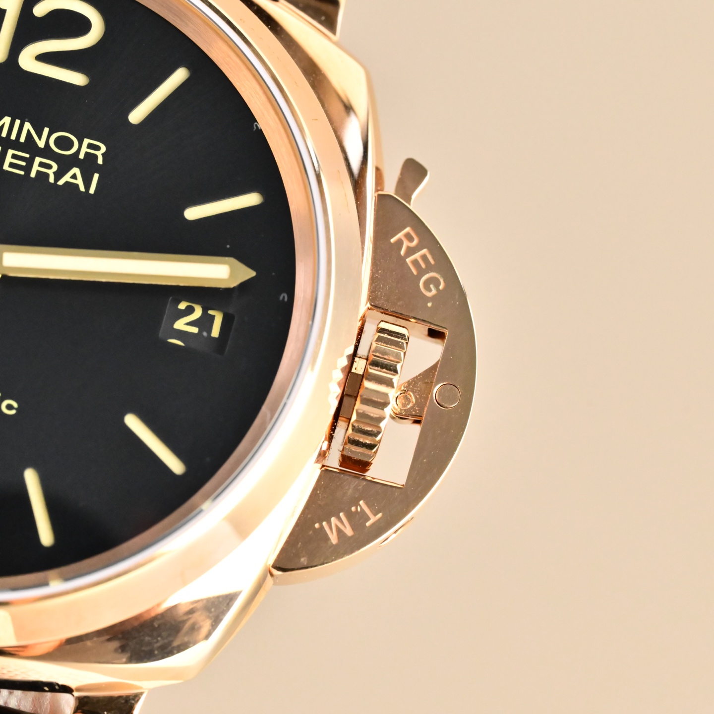 Panerai Luminor 1950 3 Days Automatic rose gold case, black bezel, black dial, black leather strap 44mm Men's Automatic