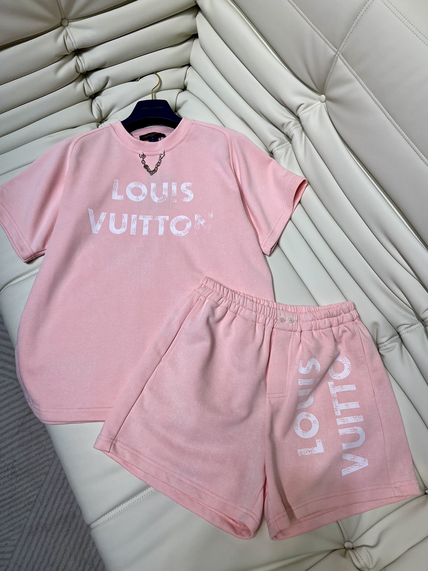 Louis Vuitton AAAAA+
 Kleding Overhemden Korte Broek T-Shirt Trainingspak Geel Katoen LV Circle Korte mouw