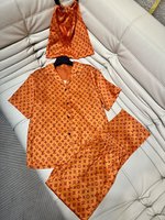 Louis Vuitton Kleding Nachtkleding Overhemden T-Shirt Oranjerood Rood Afdrukken Vintage Korte mouw