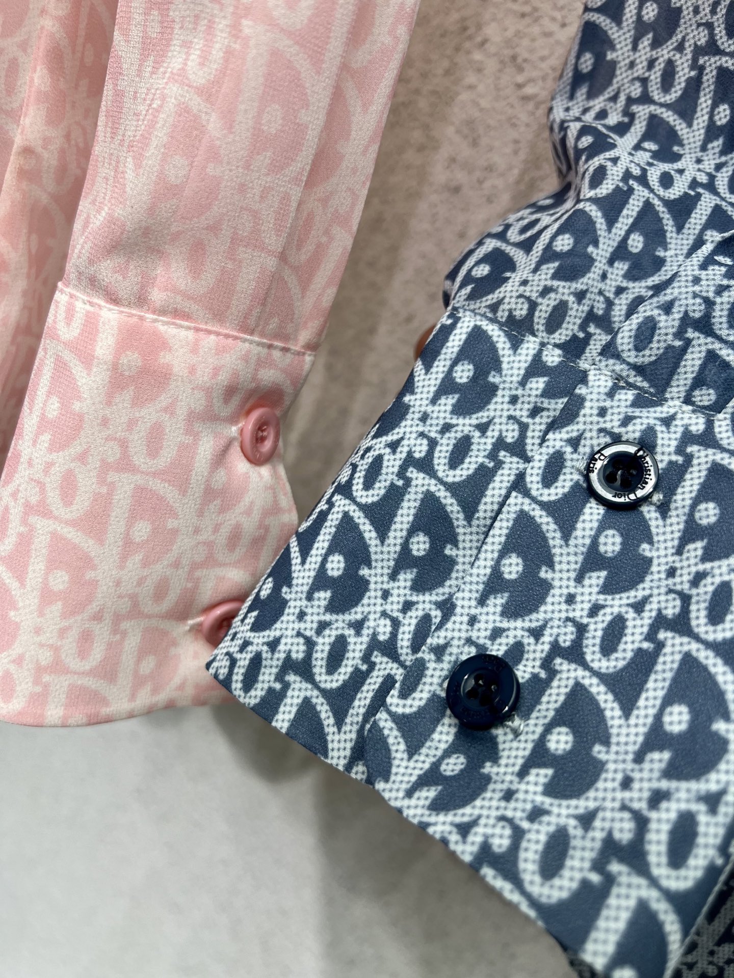 Dior Oblique Pattern Shirt Luxury Resort Style, Available in Pink and Navy Blue 5 i1744907541418 8206 0 3