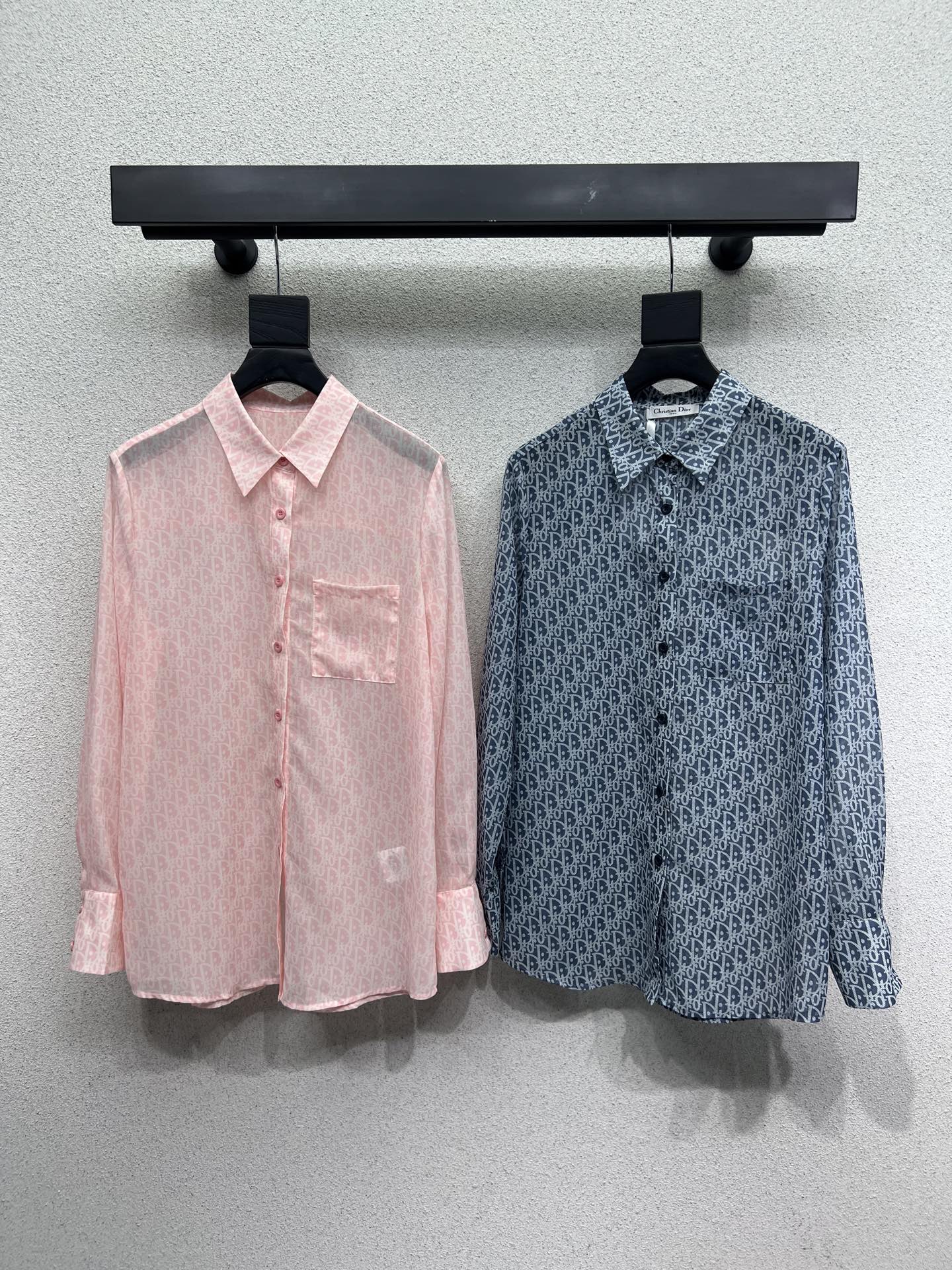 Dior Oblique Pattern Shirt Luxury Resort Style, Available in Pink and Navy Blue 2 i1744907541465 25 0 0