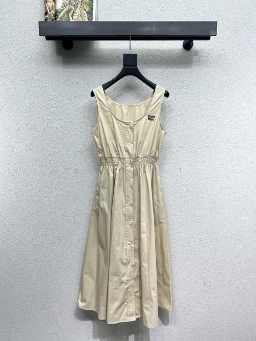 Miu Miu Sleeveless Midi Dress Classic A-Line Casual Dress for Women 1 Miu Miu Sleeveless Midi Dress Classic A-Line Casual Dress for Women