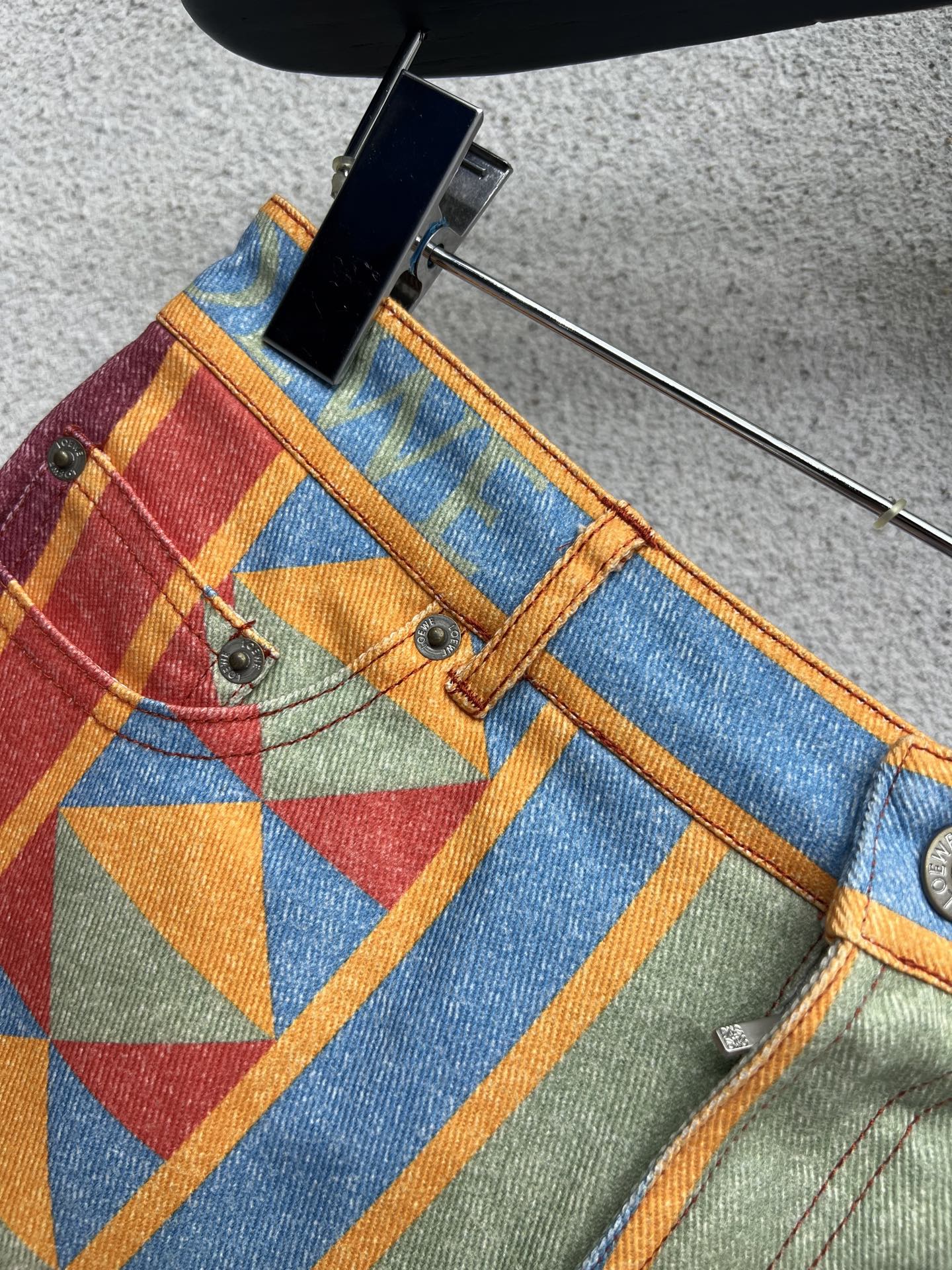 Geometrically Colored Jeans Suit: Custom-Made, Stylish, High Quality, Size SML - 图片 2