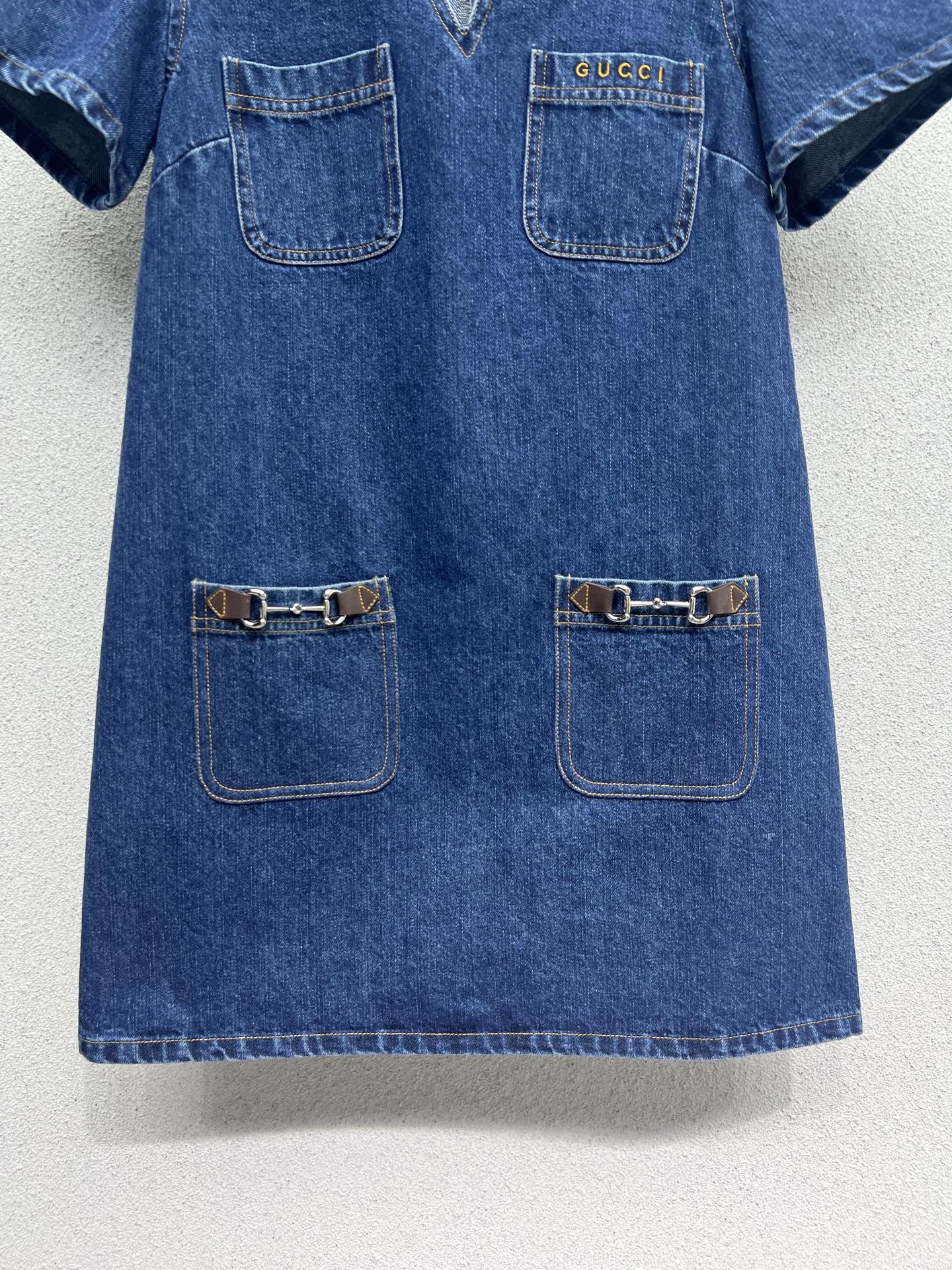 “High-Quality Short-Sleeve Cowboy Skirts for Stylish Girls, Size SML, Recommended for Rich Looks” - 图片 3