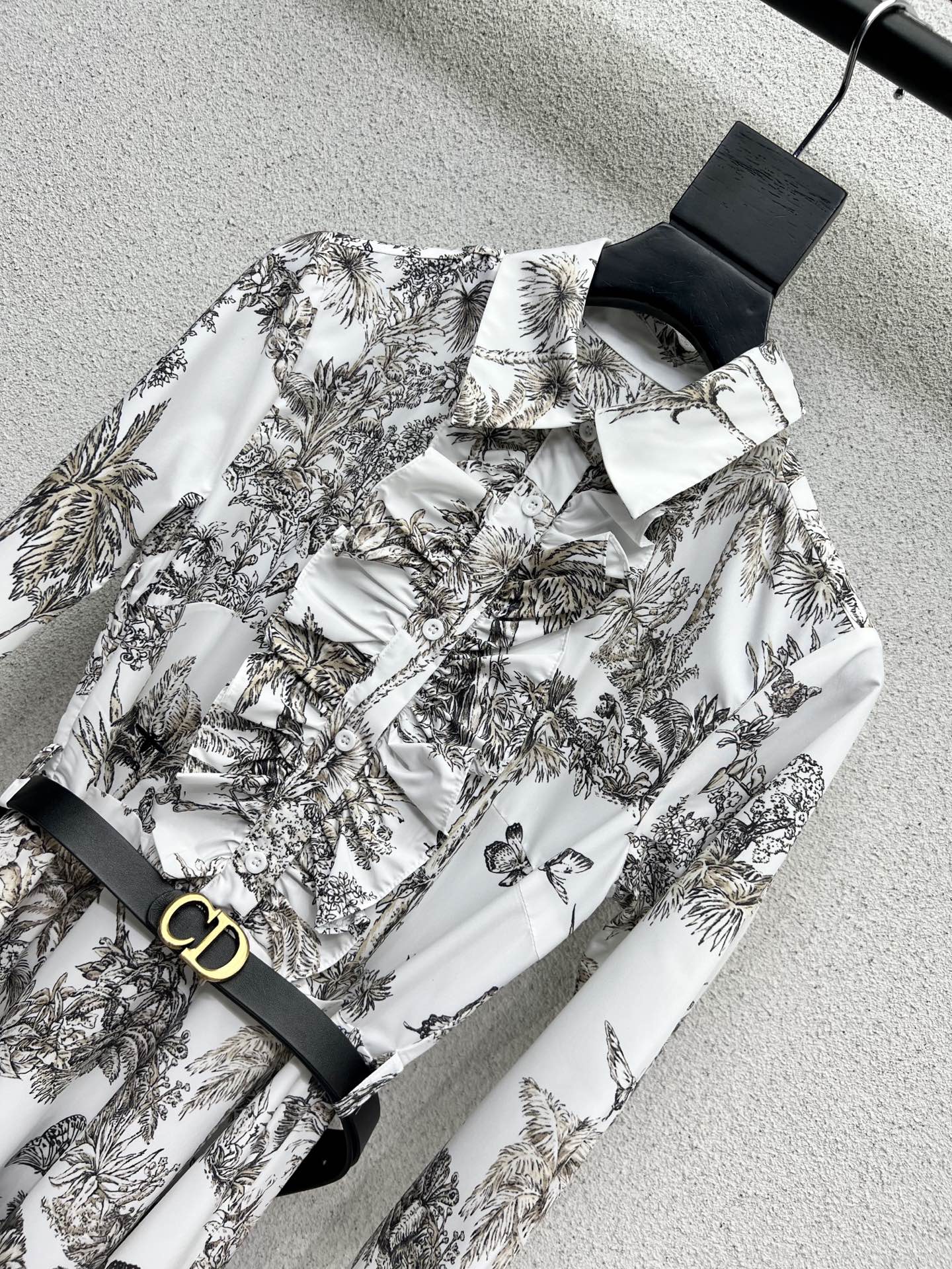 Dior Dress Set with Bee & Butterfly Print, Ruffle Detail & CD Belt 3 i1756690794905 3493 0 2