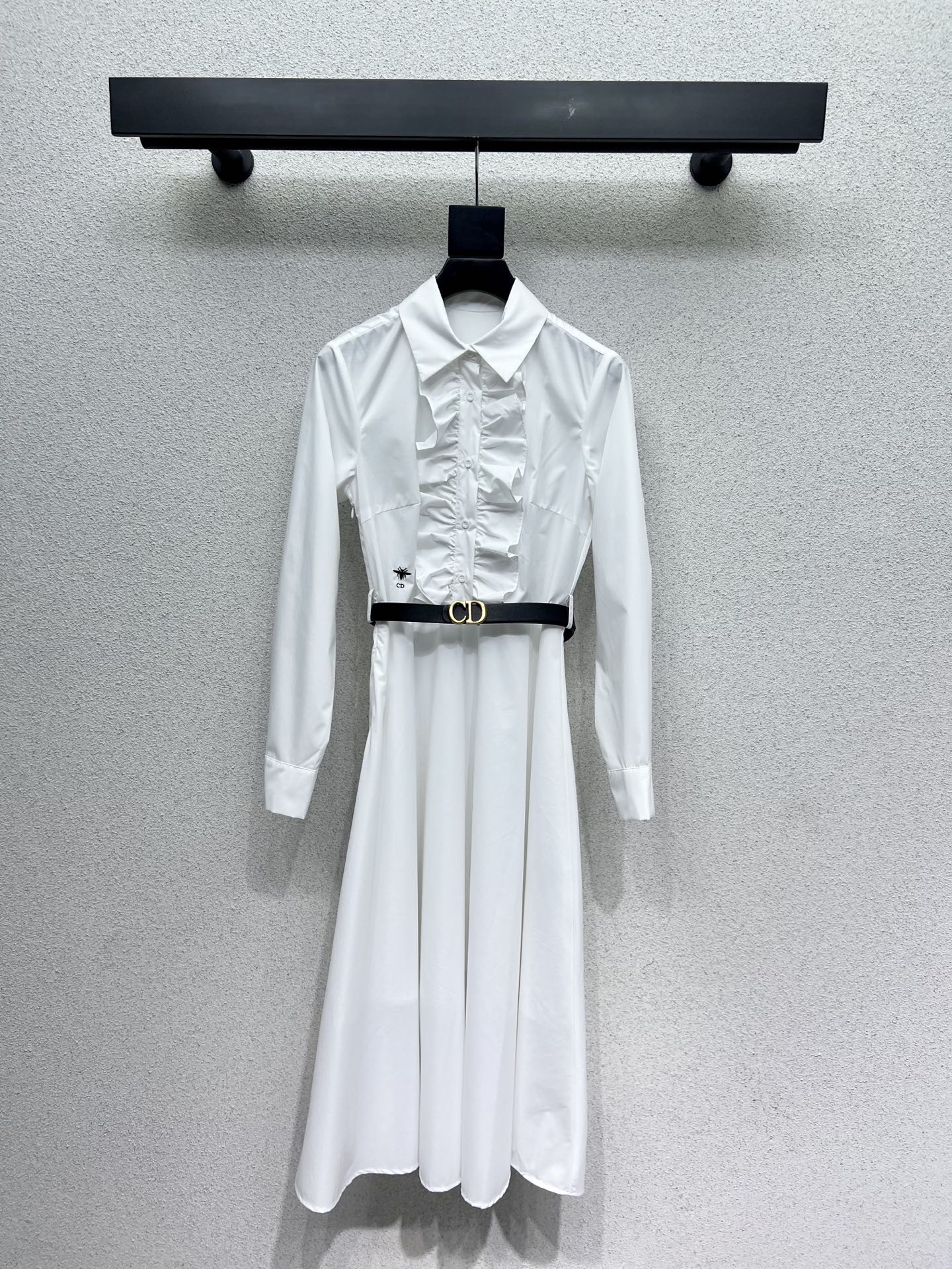 Dior White Midi Dress with Ruffle Details and CD Belt - Classic & Chic 1 i1756691092885 5902 0 0