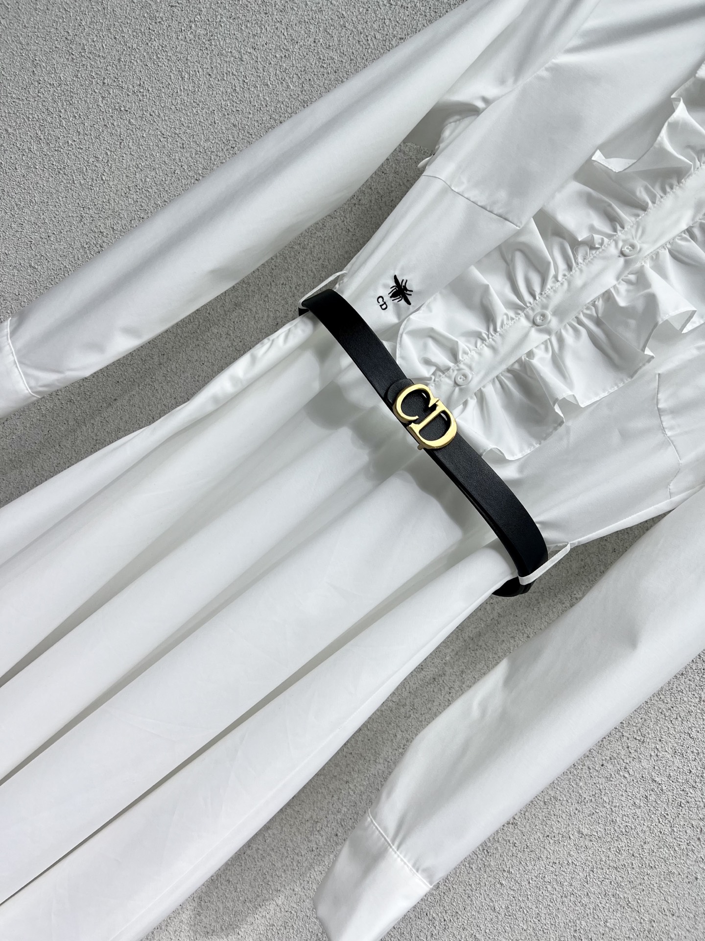 Dior White Midi Dress with Ruffle Details and CD Belt - Classic & Chic 3 i1756691093412 674 0 2