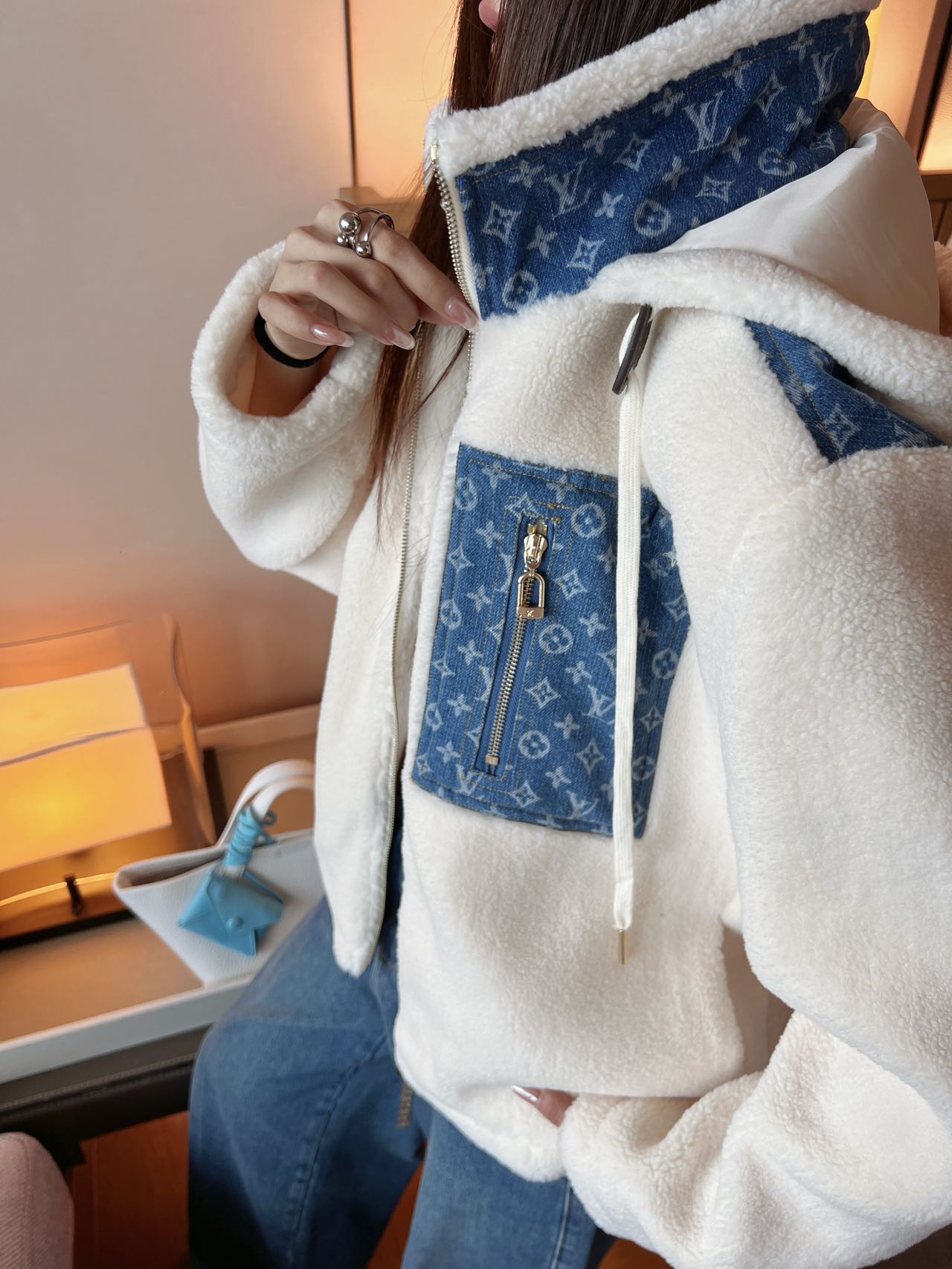 Louis Vuitton Lamb Wool Denim Hoodie Jacket - Stylish & Comfortable 1 i1758902592850 3877 0 0