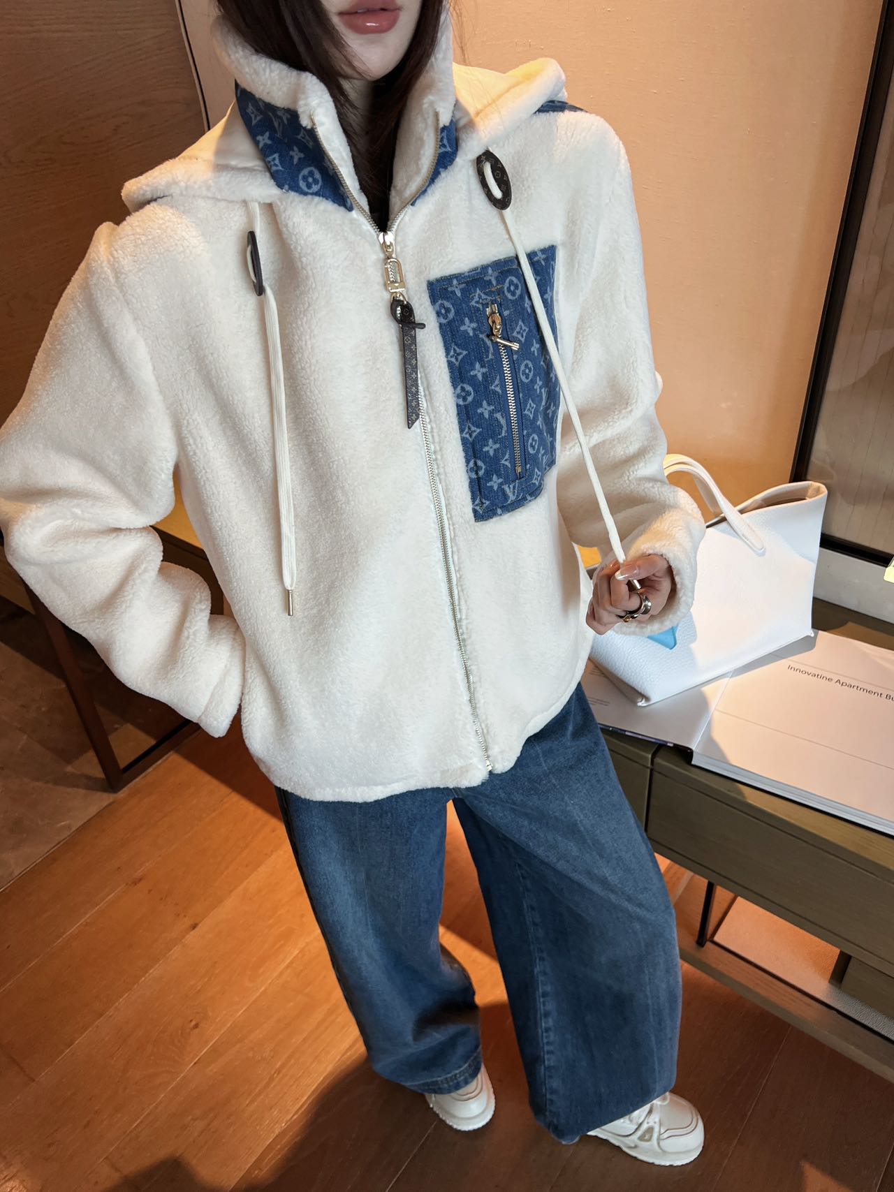 Louis Vuitton Lamb Wool Denim Hoodie Jacket - Stylish & Comfortable 2 i1758902592850 4891 0 1