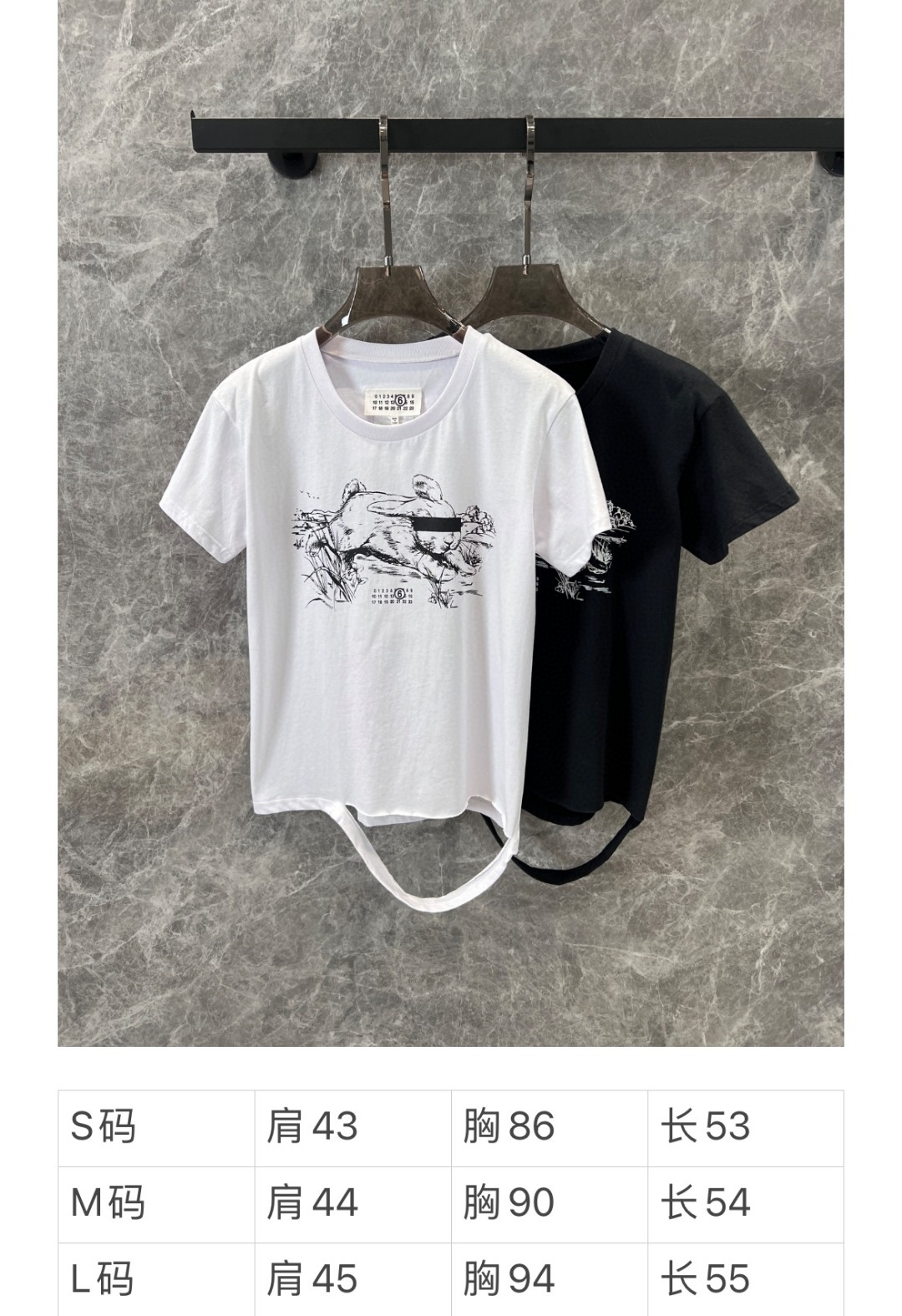 “Maison Margi*la 25ss New Rabbit-Printed T-Shirt for Women, High Quality, Various Sizes” - 图片 9