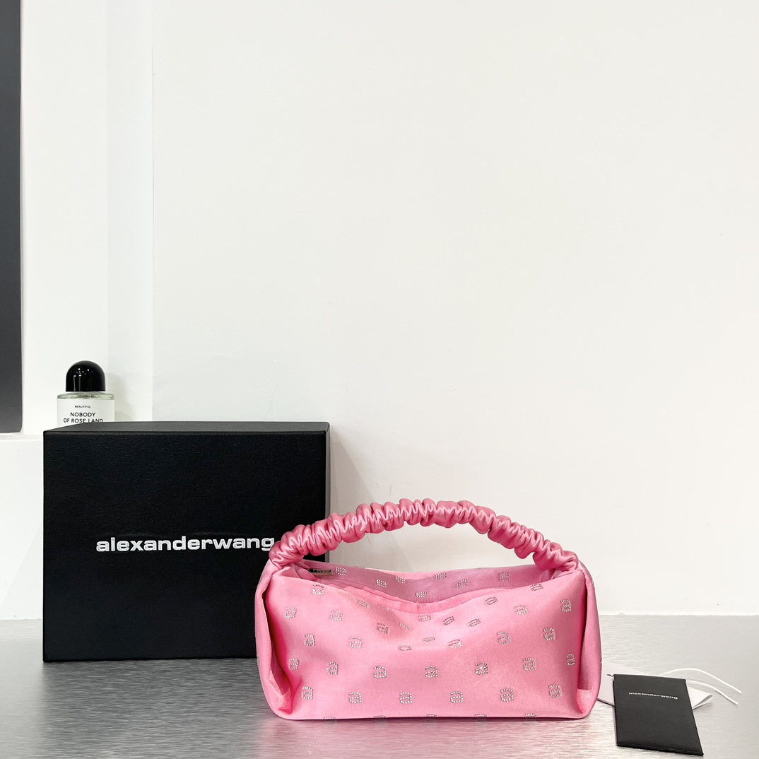 New Alexander Wang 2023 Scrunchie Handbags: Beautiful, Light, Retro Feel, Sophisticated – 22cm Size, Original Packaging.