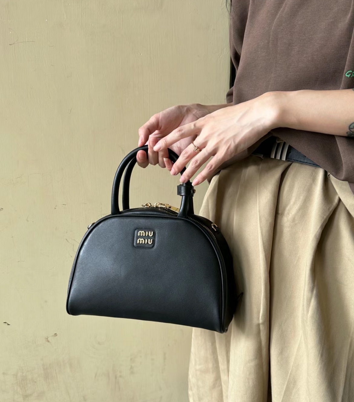 Miu Miu Black Miumiu Half Moon Shell Bag