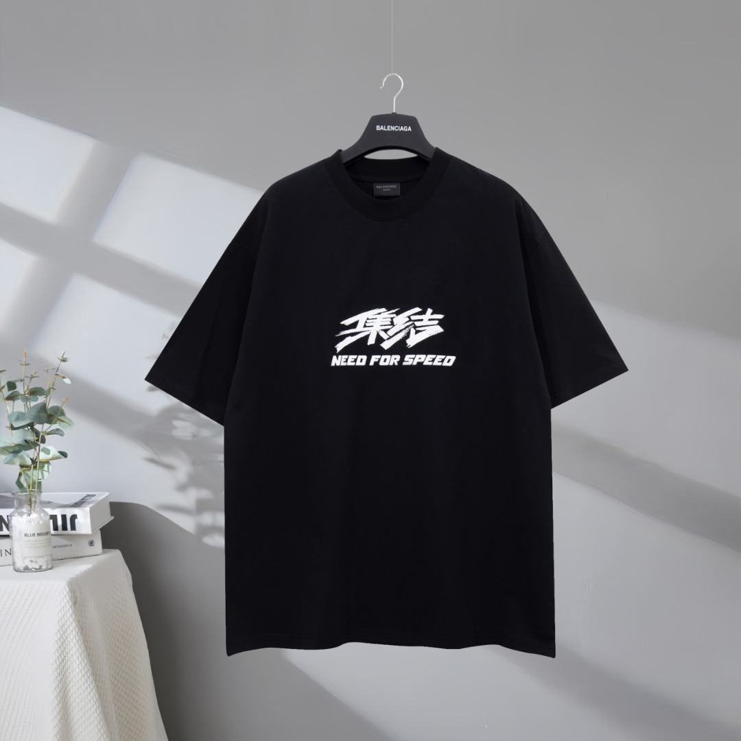 P85 Máxima calidad en el mercado BALENCIAGA/Balenciaga 2025SS Logotipo de rally de carreras de marca conjunta, camiseta…