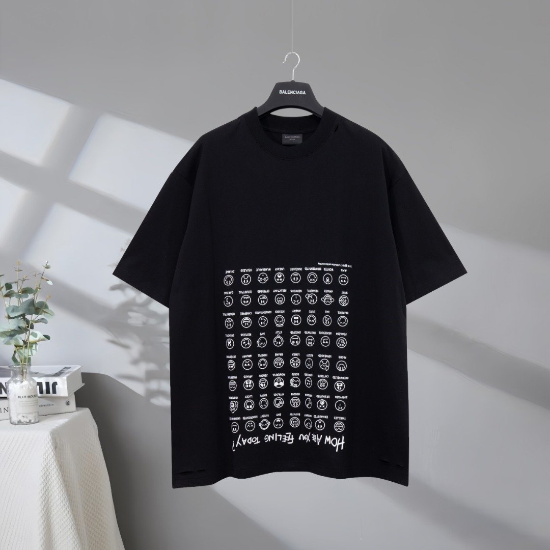 P80 Máxima calidad en el mercado BALENCIAGA/Balenciaga 2025SS, última colección de caras sonrientes, camiseta de manga …