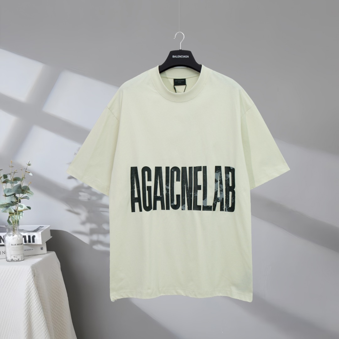 P80 Máxima calidad en el mercado BALENCIAGA/Balenciaga 2025SS París anti-letra destrucción del arte camiseta de manga c…