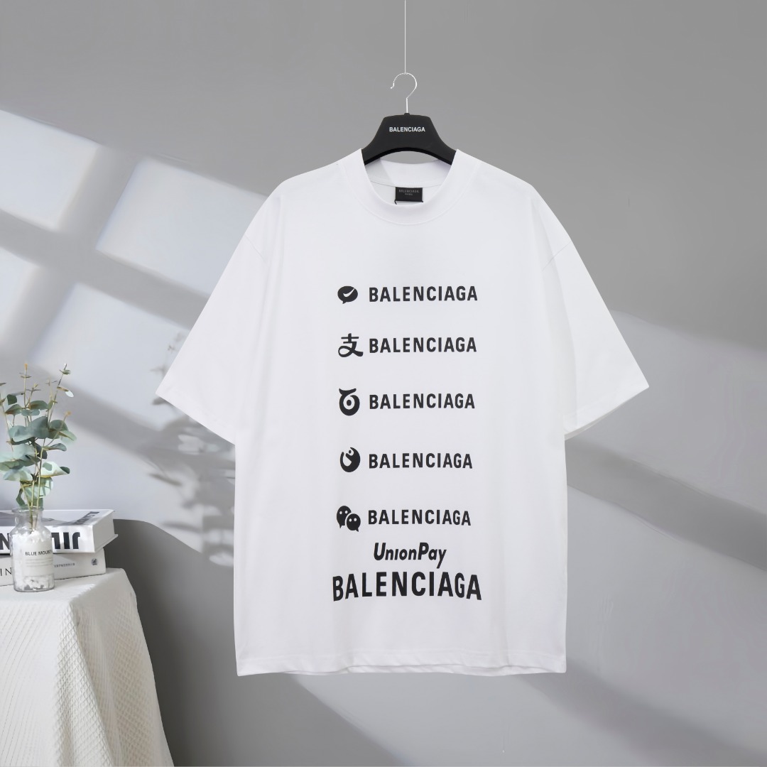P75 La mejor calidad del mercado BALENCIAGA/Balenciaga 2025SS Camiseta multifuncional de manga corta con letras persona…