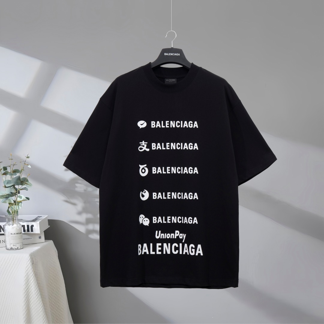 P75 La mejor calidad del mercado BALENCIAGA/Balenciaga 2025SS Camiseta multifuncional de manga corta con letras persona…