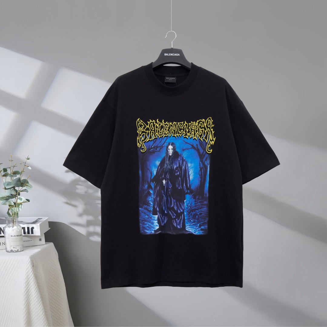 P85 Máxima calidad en el mercado BALENCIAGA/Balenciaga 2025SS Paris No. 15 camiseta de manga corta con retrato modelo e…
